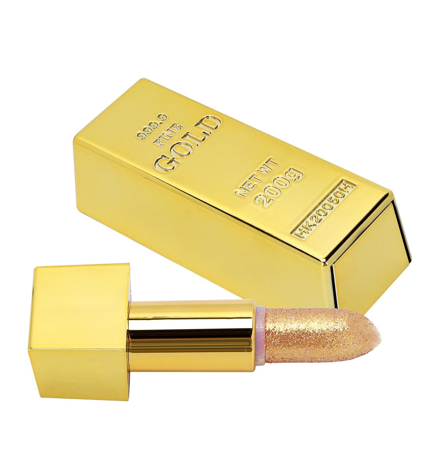 Shimmery Metallic Glitter Lipstick - Waterproof & Long Lasting Gold Bar Design | 3.5G Sparkle Lip Makeup - Buy Online on GoSupps.com
