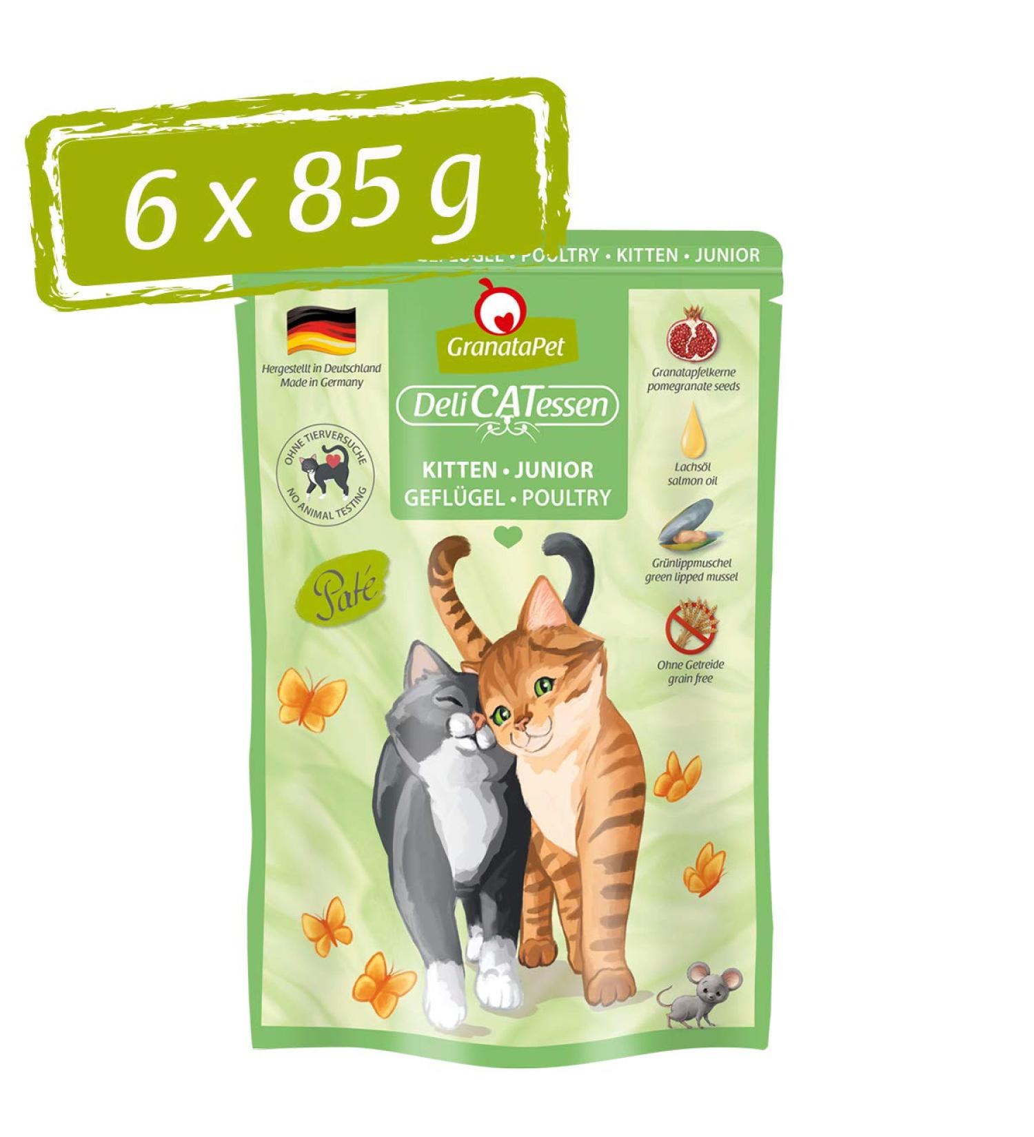 Granapet Delicatessen Kitten & Junior Poultry Wet Cat Food - 6 x 85g | Grain-Free & No Sugar Additives Gourmet Nutrition - Buy Online on GoSupps.com