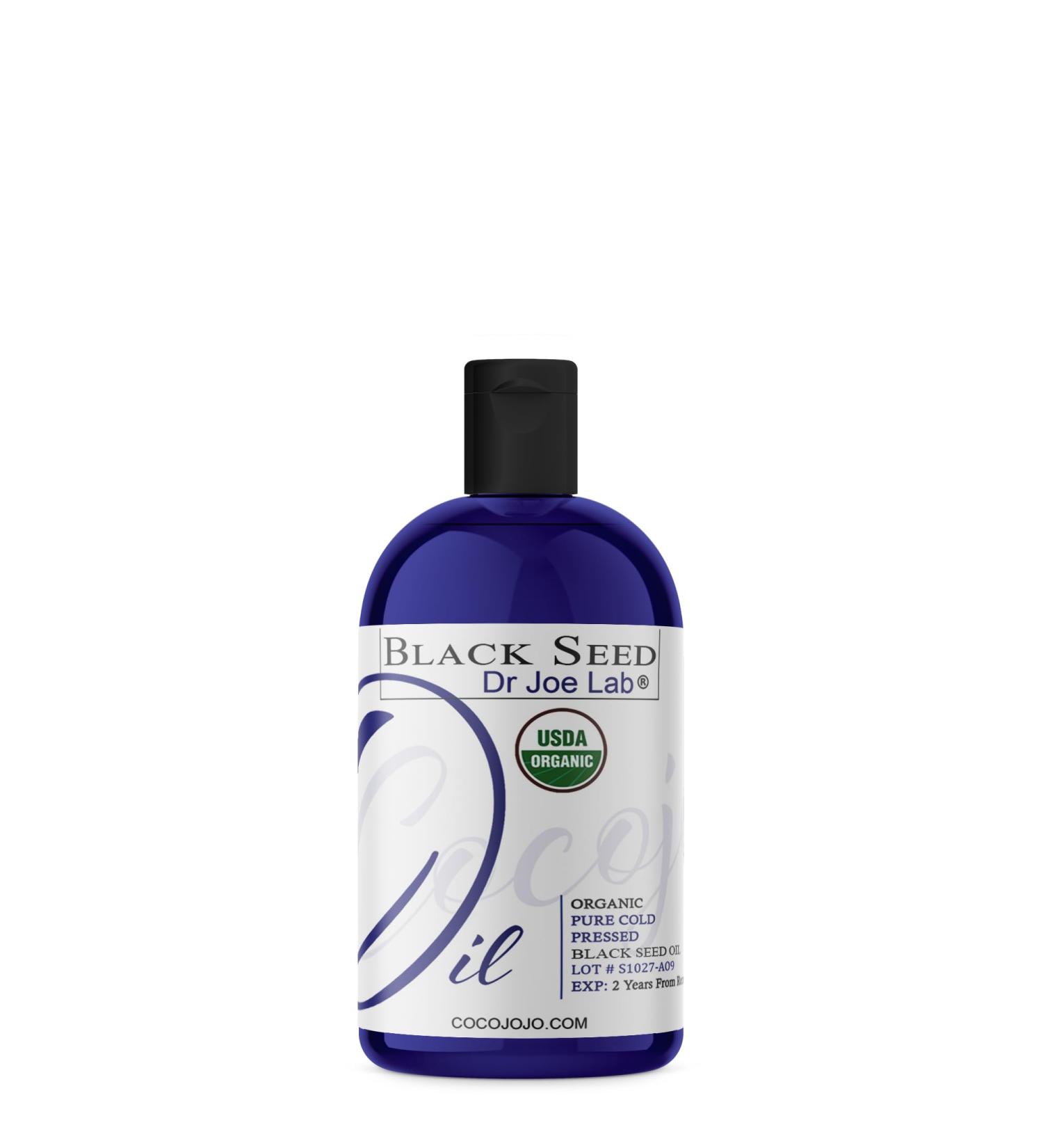 Dr Joe Lab Organic Black Seed Oil 8 oz - USDA Certified Pure Cold Pressed Nigella Sativa | Unrefined Black Cumin Seed Oil for Natural Wellness - Buy Online on GoSupps.com