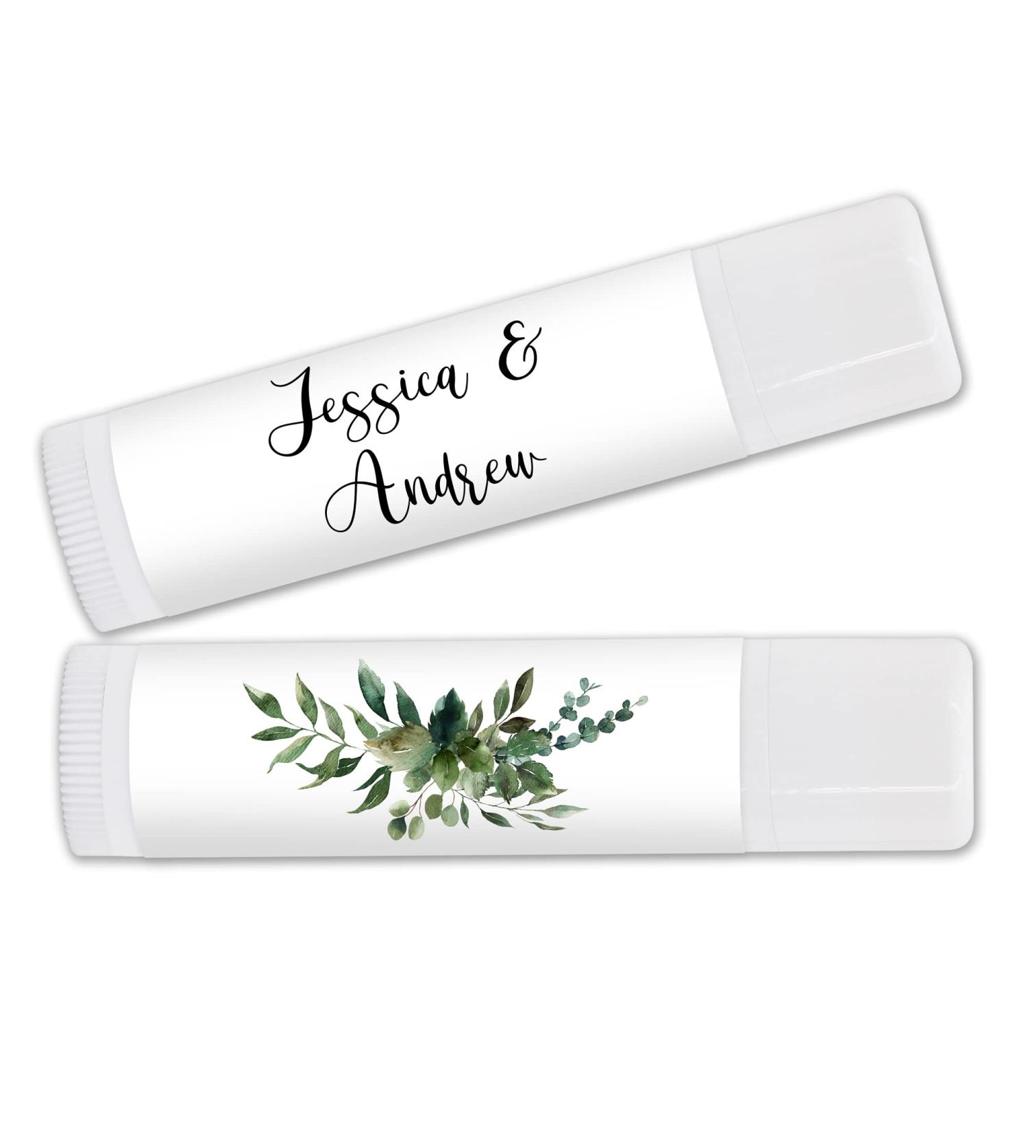 Best Day Ever Spot Personalized Lip Balm Favors Wedding & Bridal Shower Favor Green Leaf Design - Set of 24 - Buy Online on GoSupps.com