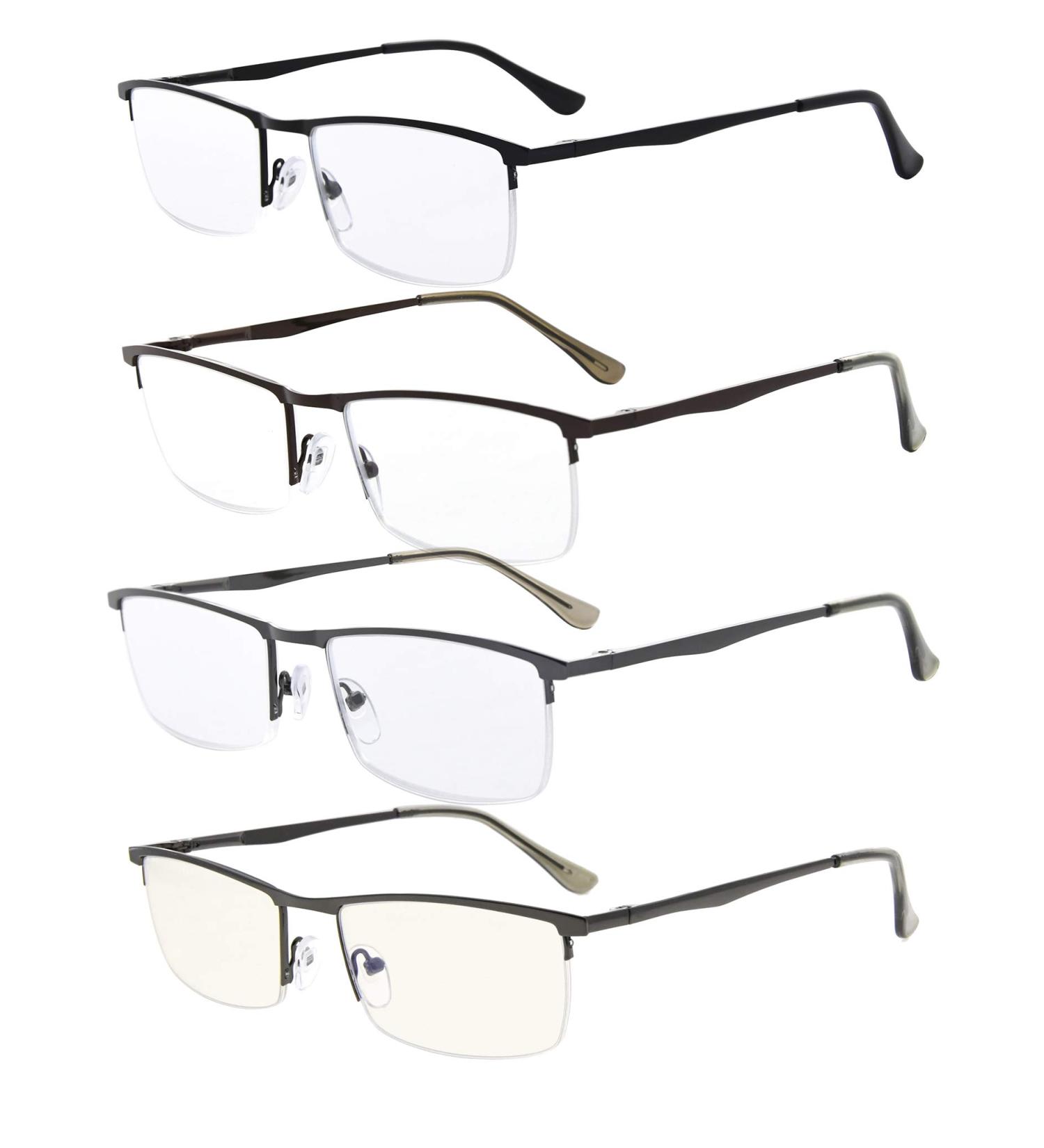 Eyekepper 4 Pack Fashion Half Rim Metal Reading Glasses for Men +0.75 | Spring Hinge & Computer Glasses - International Shipping Available - Buy Online on GoSupps.com
