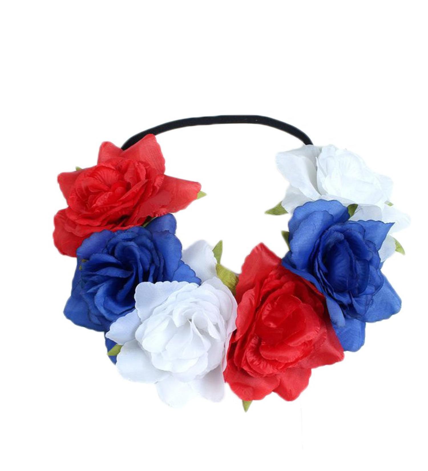 Demarkt Flower Wreath Headband | Elegant Flower Crown for Women | White Red & Blue Hair Accessory - Buy Online on GoSupps.com
