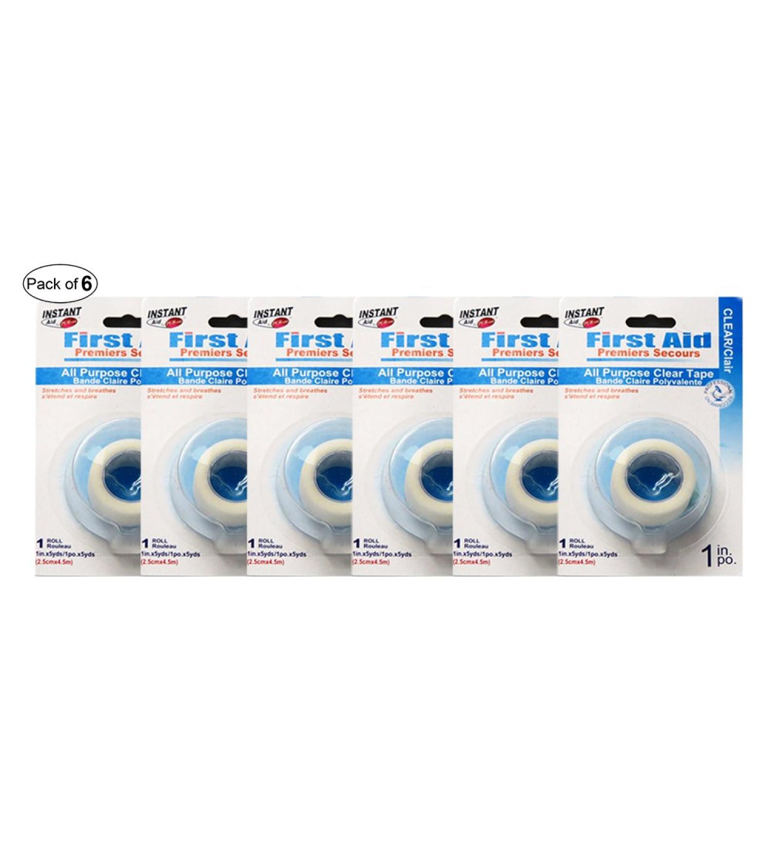 Instant Aid- First Aid All Purpose Clear Tape (1 Roll) (Pack of 6) by Purest
