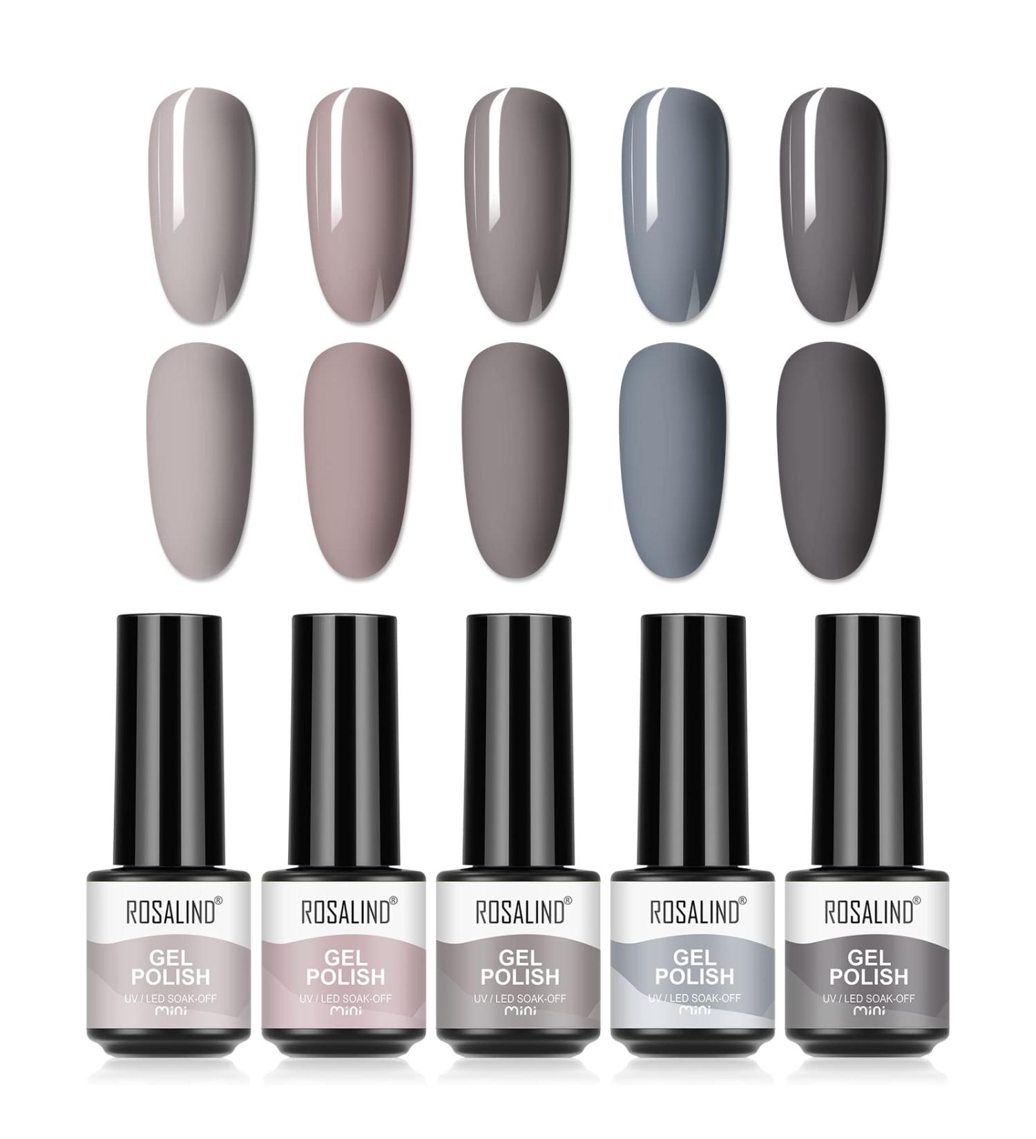 ROSALIND UV Nail Polish Shellac Set 5 Colours Gel Nail Polish Set Grey Nail Polish Mini UV Lamp for Nails Gel Nail Polish Set 04 - Buy Online on GoSupps.com