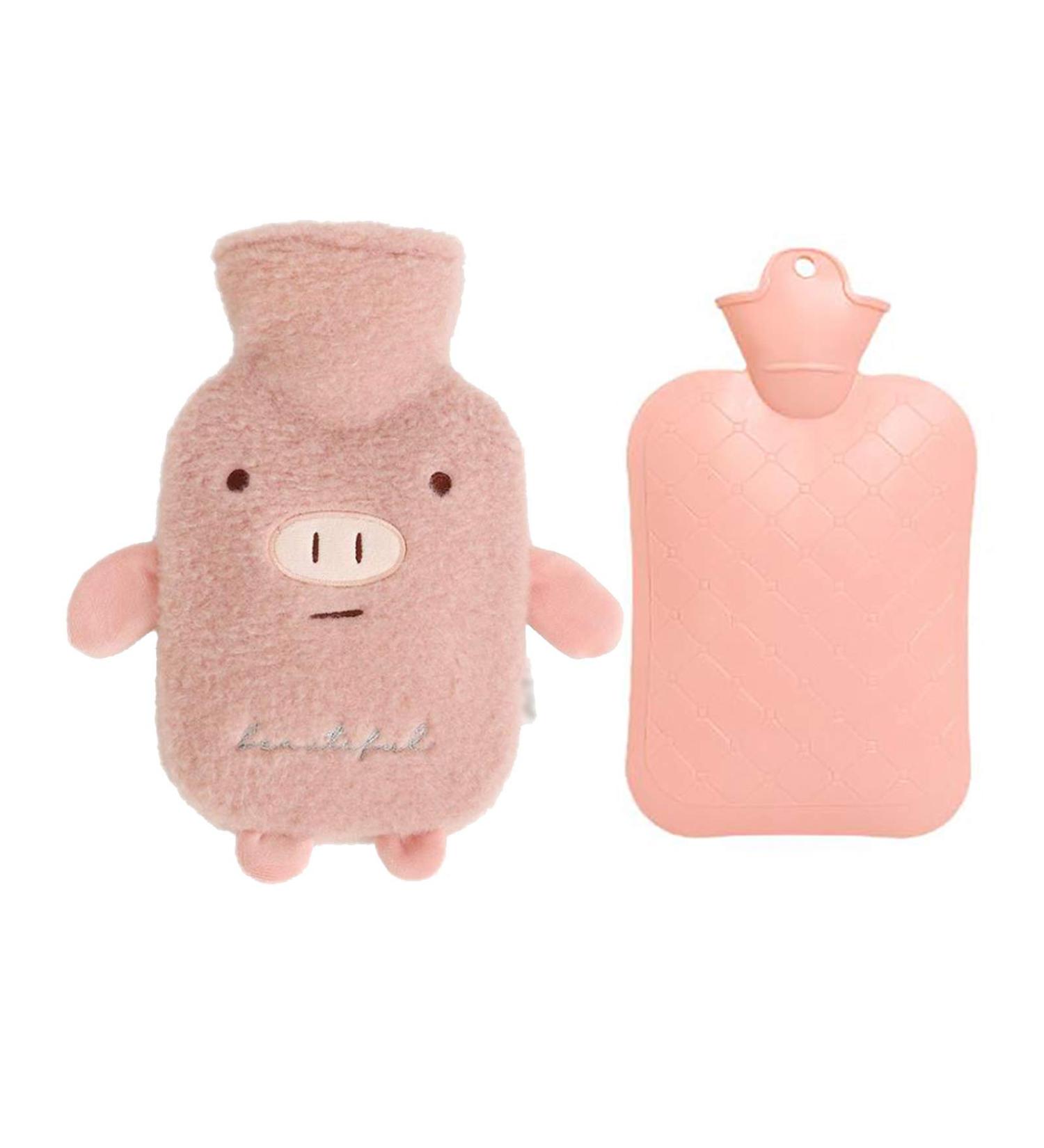 VStar66 Hot Water Bottle with Cover - 1L Pink Pig Warm Bag for Pain Relief (10.2 x 5.9 inch) - International Shipping Available - Buy Online on GoSupps.com