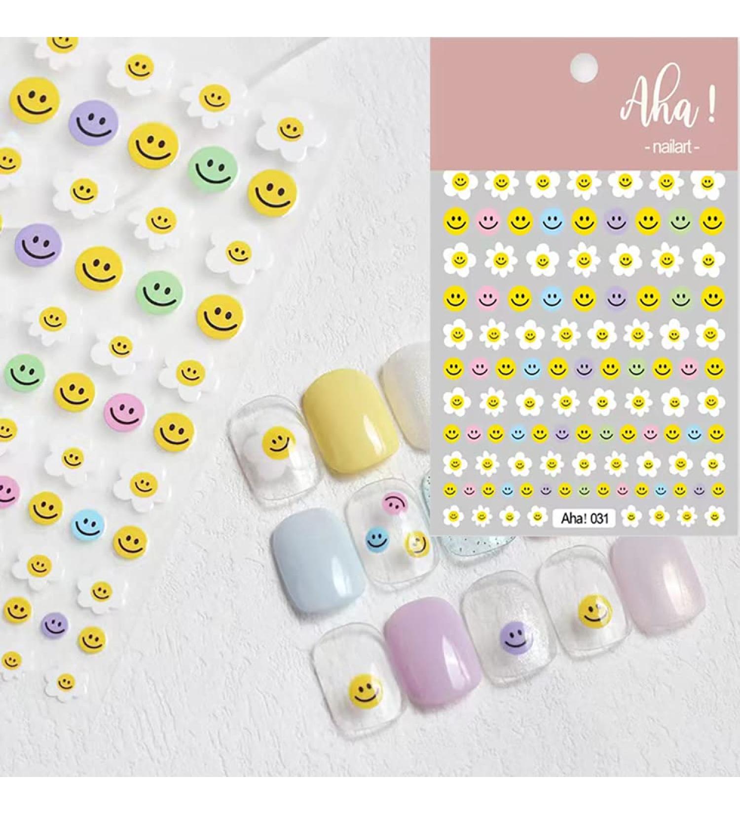 Flower Smile Nail Art Stickers - 3D Self-Adhesive Decals for Women, Girls, Kids - Buy Online on GoSupps.com