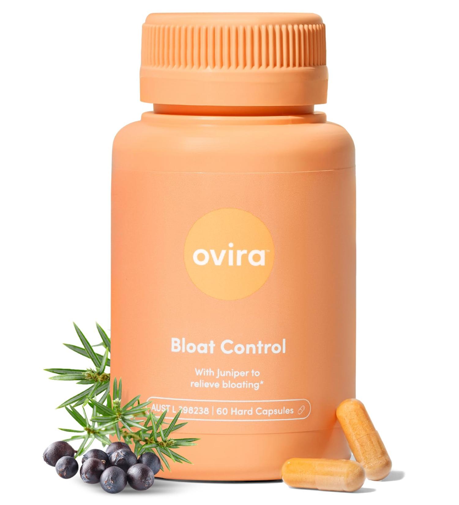 Ovira Bloat Control Supplement with JUNICLEAR - 60 Capsules for Gas & Bloating Relief | Digestive Health & Water Retention Support for Men & Women - Buy Online on GoSupps.com