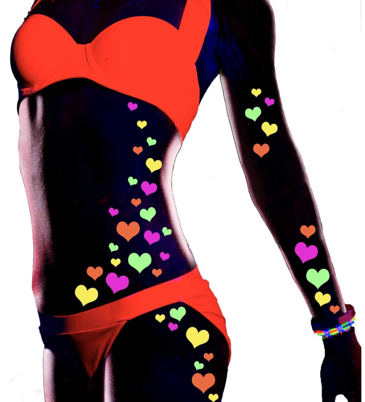Sasswear Neon Blacklight Heart Body Stickers - 40/pk - Buy Online on GoSupps.com