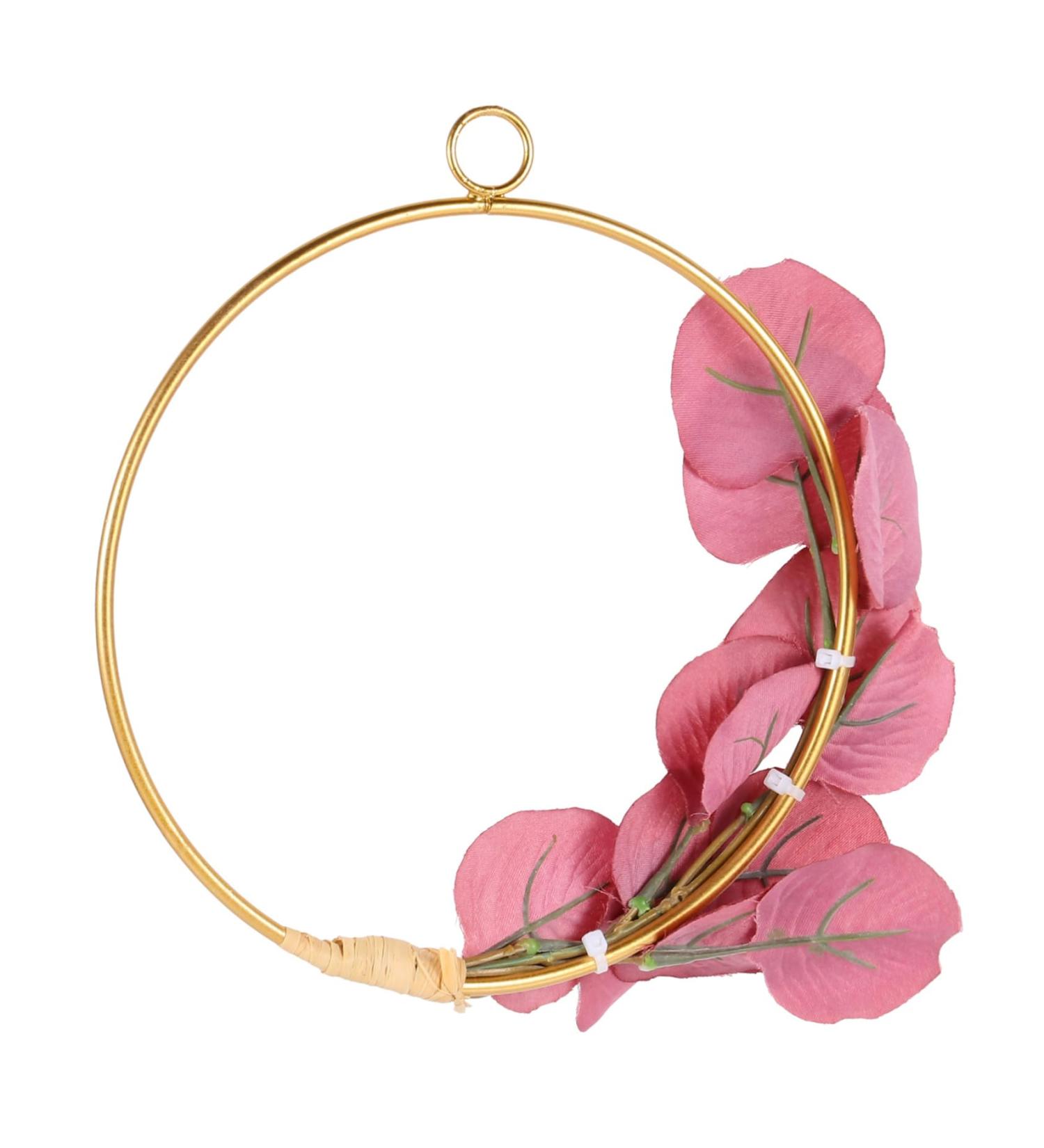 COOLHIYA Wrought Iron gate Hanging Wreath Rose Pendant Faux Sunflowers Artifical Flower Arrangement Rosy 20x20cm - Buy Online on GoSupps.com
