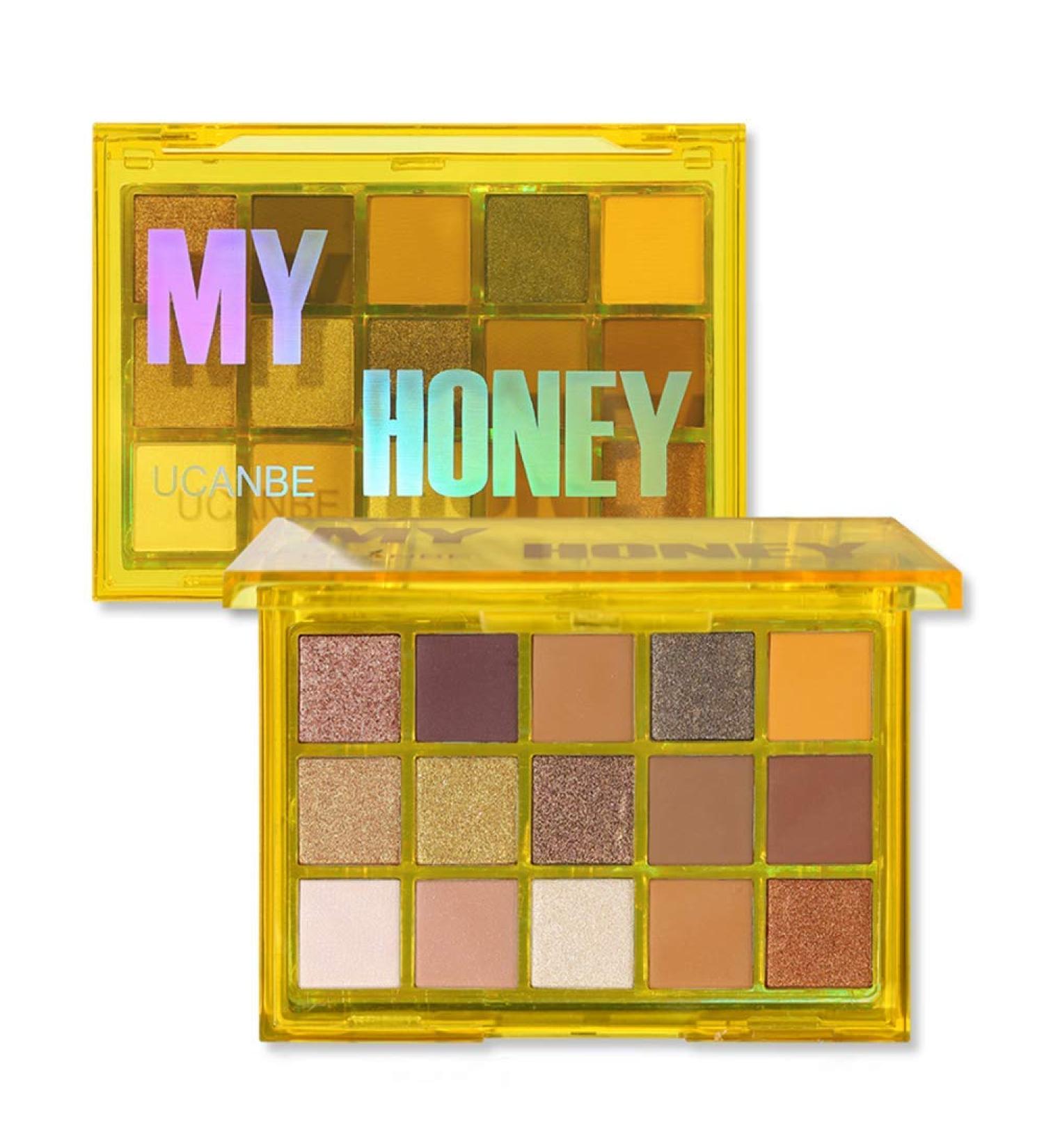 UCANBE 15 Colors Eyeshadow Palette Matte Shimmer Glitter Neon Makeup Palette Highly Pigment Metallic Nude Blendable Eye Shadow Powder Sweet Party (My Honey) - Buy Online on GoSupps.com