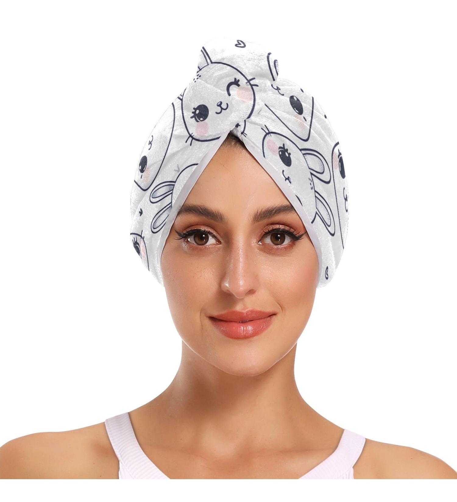Lovely Rabbit Bunny Hair Towel 2 Pack - Super Absorbent Quick Dry Hair Turbans for Women & Girls - Perfect Hair Drying Solution - Buy Online on GoSupps.com