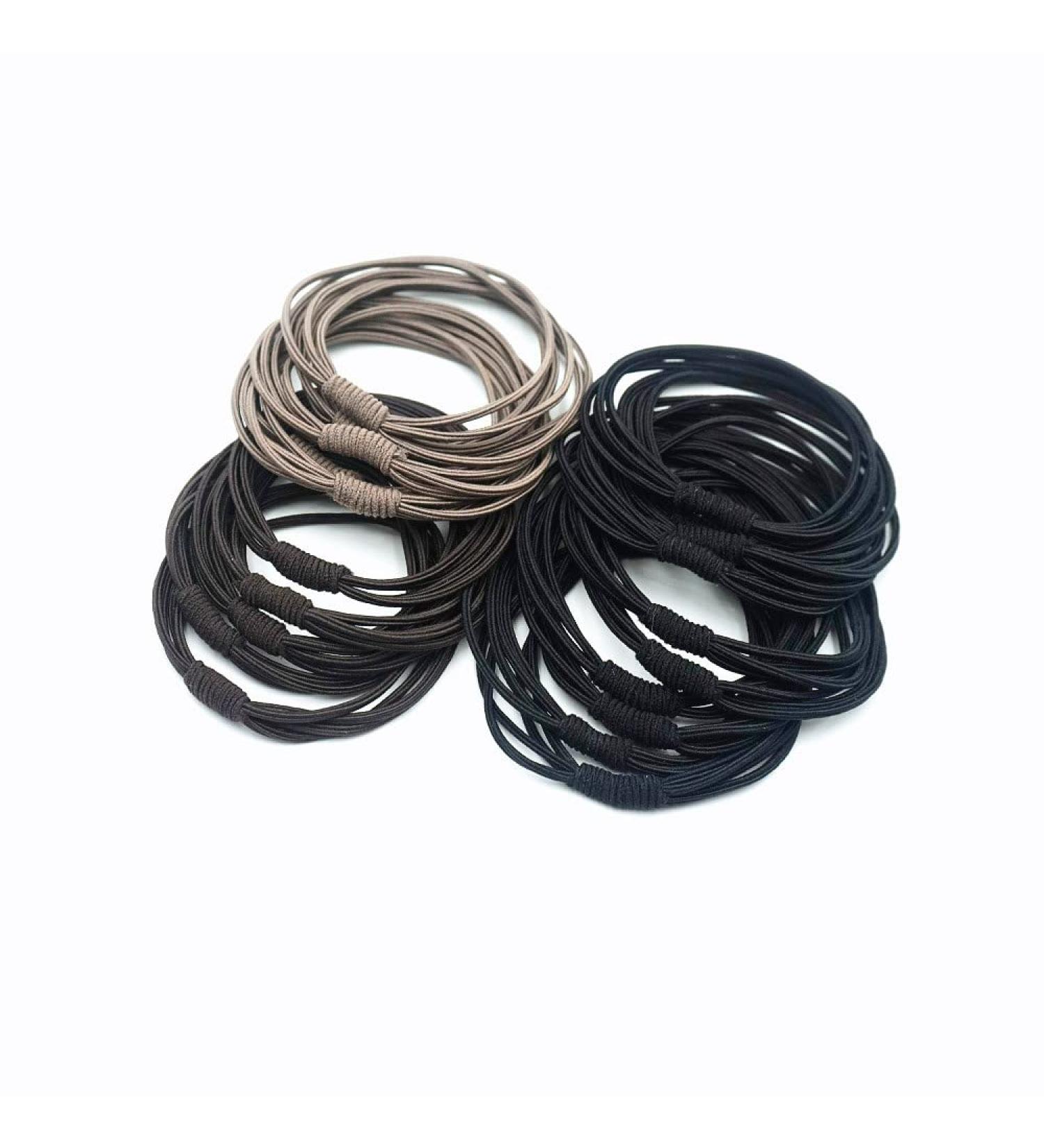20pcs Seamless Elastic Hair Ties Bracelets for Men, Women, and Girls - Pony Tail Holders for Thick, Thin, Curly Hair - No Damage Hair Bands in Black, Gray, Brown - Buy Online on GoSupps.com