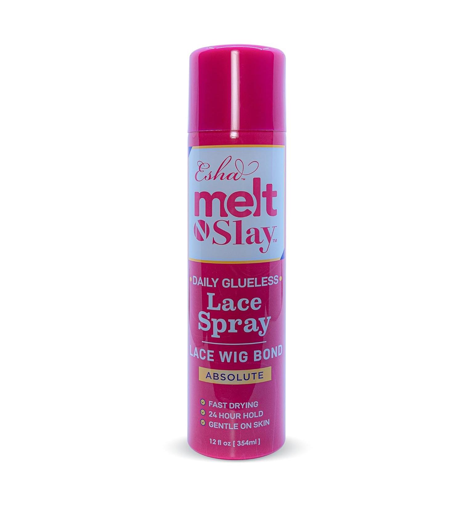 Esha Melt N Slay Glueless Lace Spray Melting and Holding for Wigs Lace Bond Adhesive Spray for Closure Wigs Extensions Strong Natural Forming Hold Protect Edges (354ML) - Buy Online on GoSupps.com