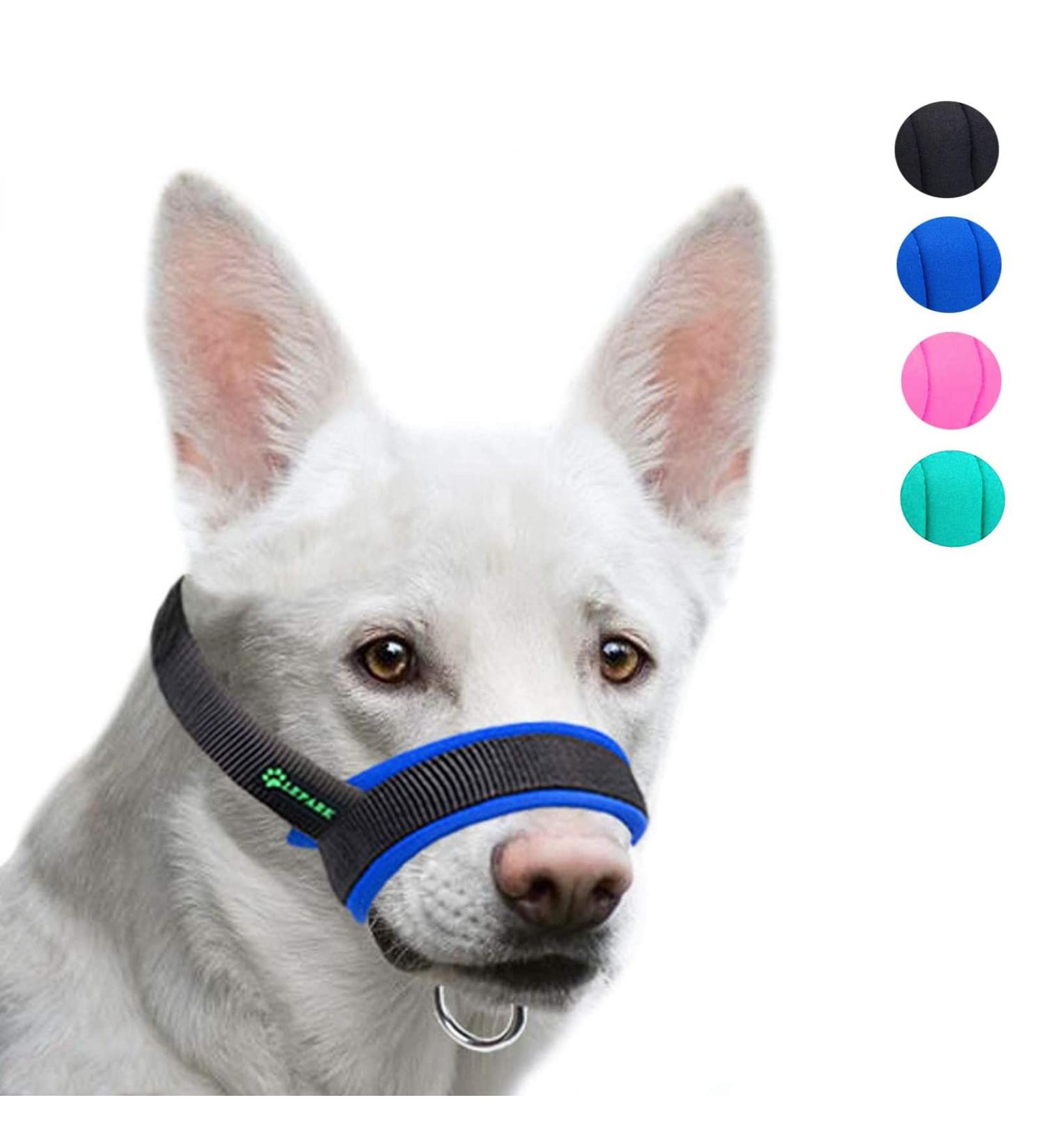 ILEPARK XL Blue Fabric Dog Muzzle - Adjustable Breathable Stops Biting Barking & Chewing | International Shipping - Buy Online on GoSupps.com