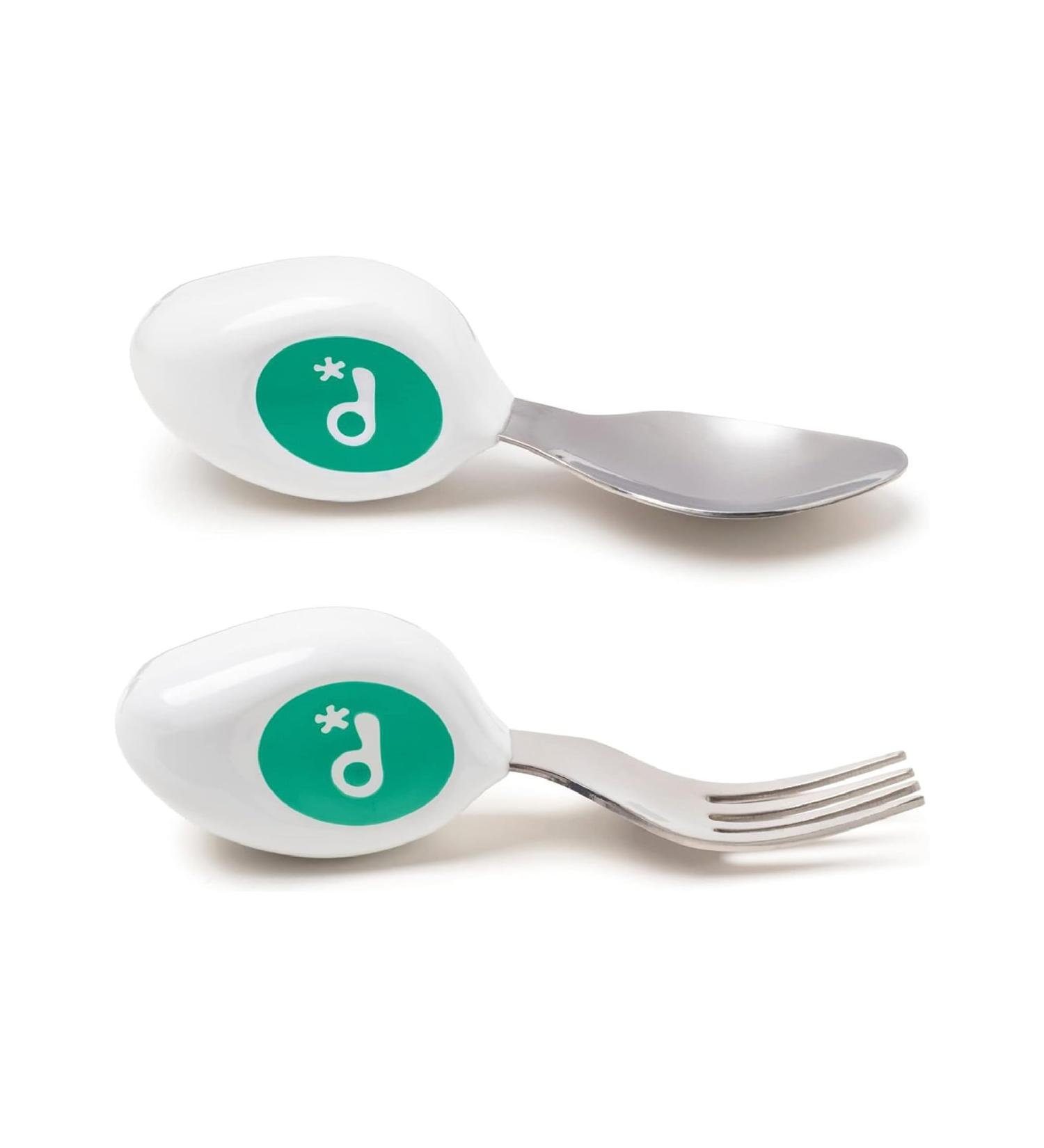 Doddl Toddler Self Feeding Cutlery Set | Spoon and Fork for Kids 12m+ (Aqua) - Buy Online on GoSupps.com
