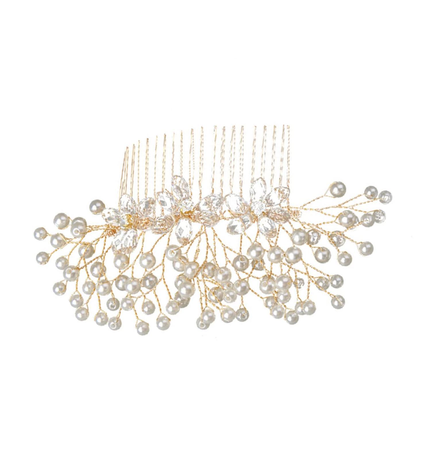 Housoutil Flower Hair Comb Gold Hair Clips Wedding Hair Clips Bridal Hair Accessory Rhinestone Bridal Wedding Clip Bridal Hair Clip Bridal Hair Pin Rhinestones Bride Pearl Flower - Buy Online on GoSupps.com