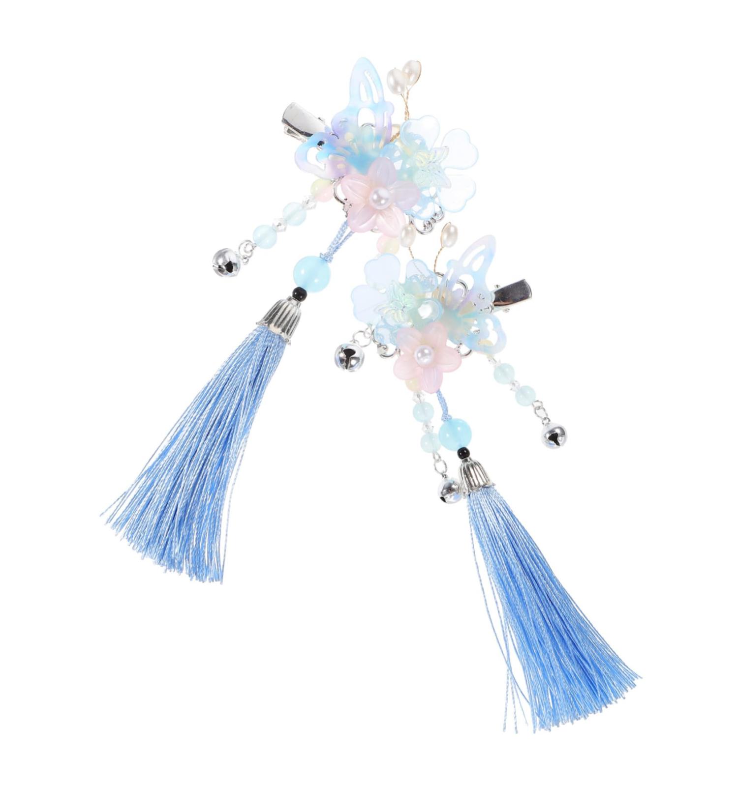 MAGICLULU 1 Pair Butterfly Hair Clip Hair Clips for Wedding Chinese Hair Clips Hanfu Hair Accessories Hair Clips for Teen Barrettes for Women Bride Nylon The Bell Temperament - Buy Online on GoSupps.com