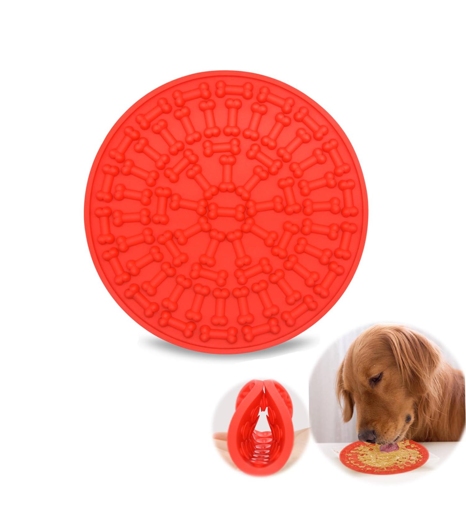 Buddy Treat Mat Perfect Curve Lick Pad Dog Washing Licky Pad- Dogs Bath Buddy- Grooming Helper- Super Suction- Just Add Peanut Butter Red - Buy Online on GoSupps.com