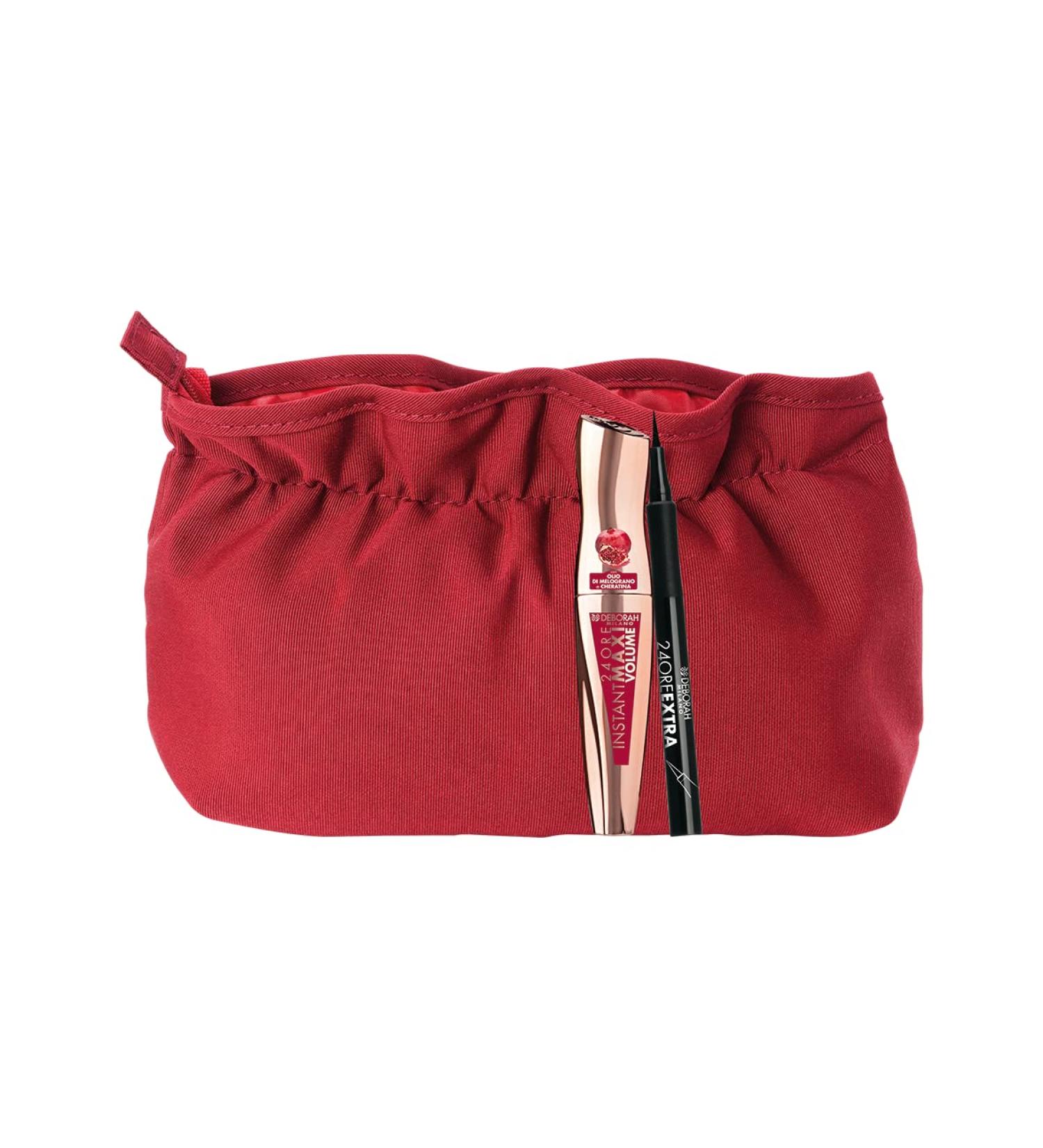 DEBORAH DEBORAH Kit Pochette N.07 Mascara 24 heures Instant Maxi Volume Pomegranate + Eyeliner Pen 24Ore Extra - Buy Online on GoSupps.com