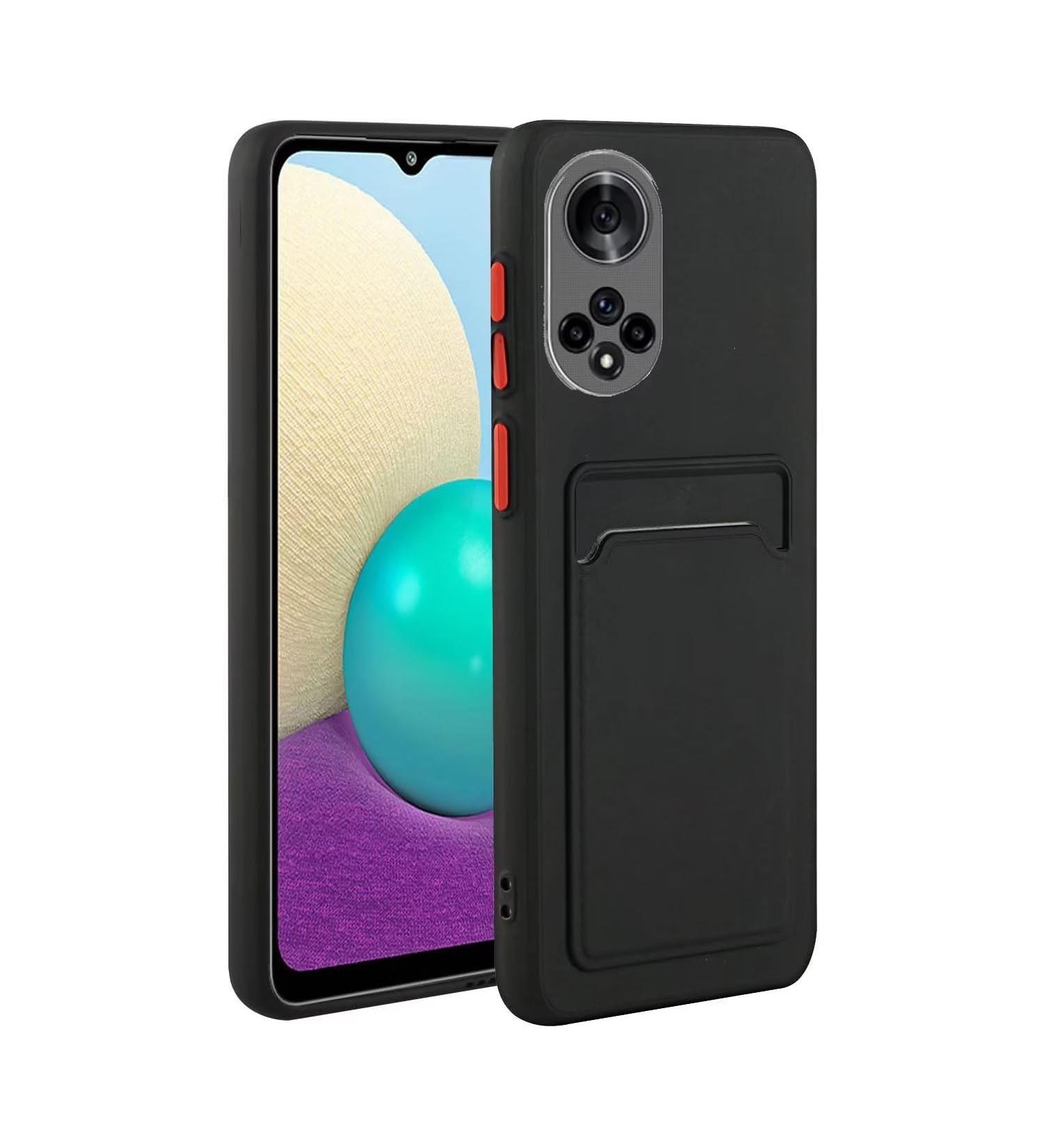 Tivenfezk Nadoli Silicone Case for Honor 50 - Ultra Thin Shockproof & Scratch-Resistant Wallet TPU Cover with Credit Card Holder - Black - Buy Online on GoSupps.com