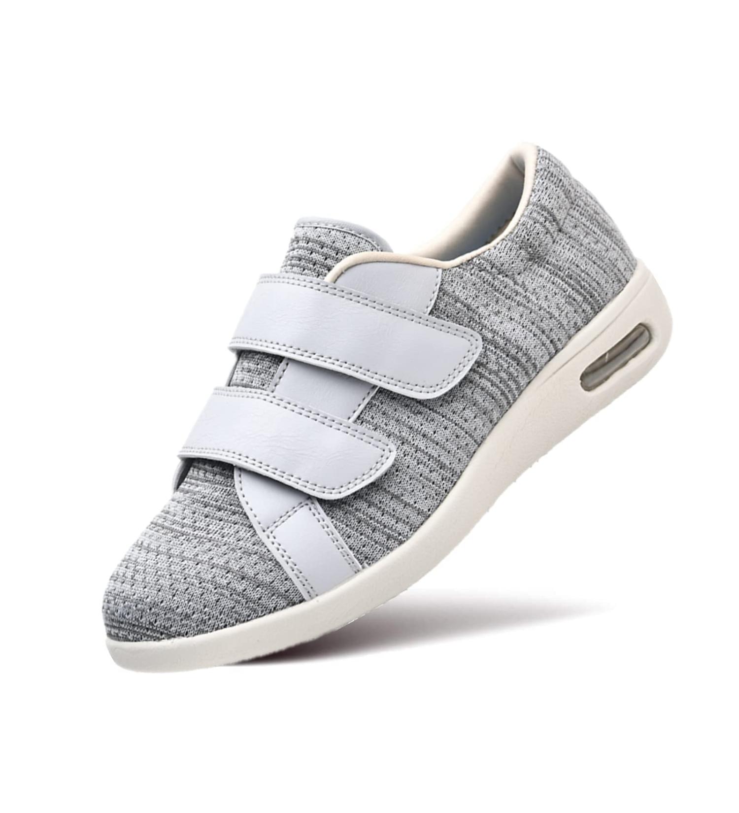 AngryMonkey Women's Diabetic Wide Width Shoes 9.5 Light Gray | Adjustable Strap Lightweight Non-Slip Orthopedic Walking Shoe for Elderly with Hammertoe Arthritis Bunions & Swollen Feet - Buy Online on GoSupps.com