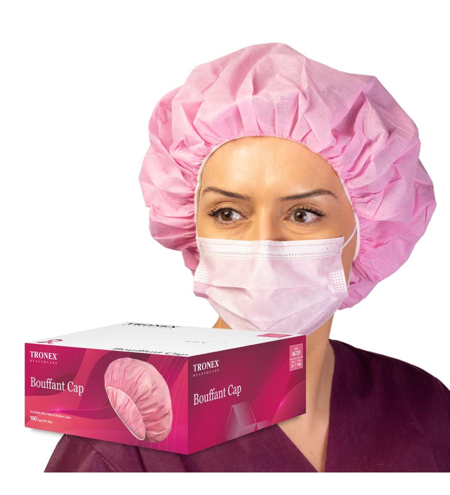 Tronex Pink Disposable 3 PLY SMS Heavy Duty Bouffant Hair Net - 24'' Surgical Caps for Medical, Bakery, and Nurse Hairnets - Buy Online on GoSupps.com