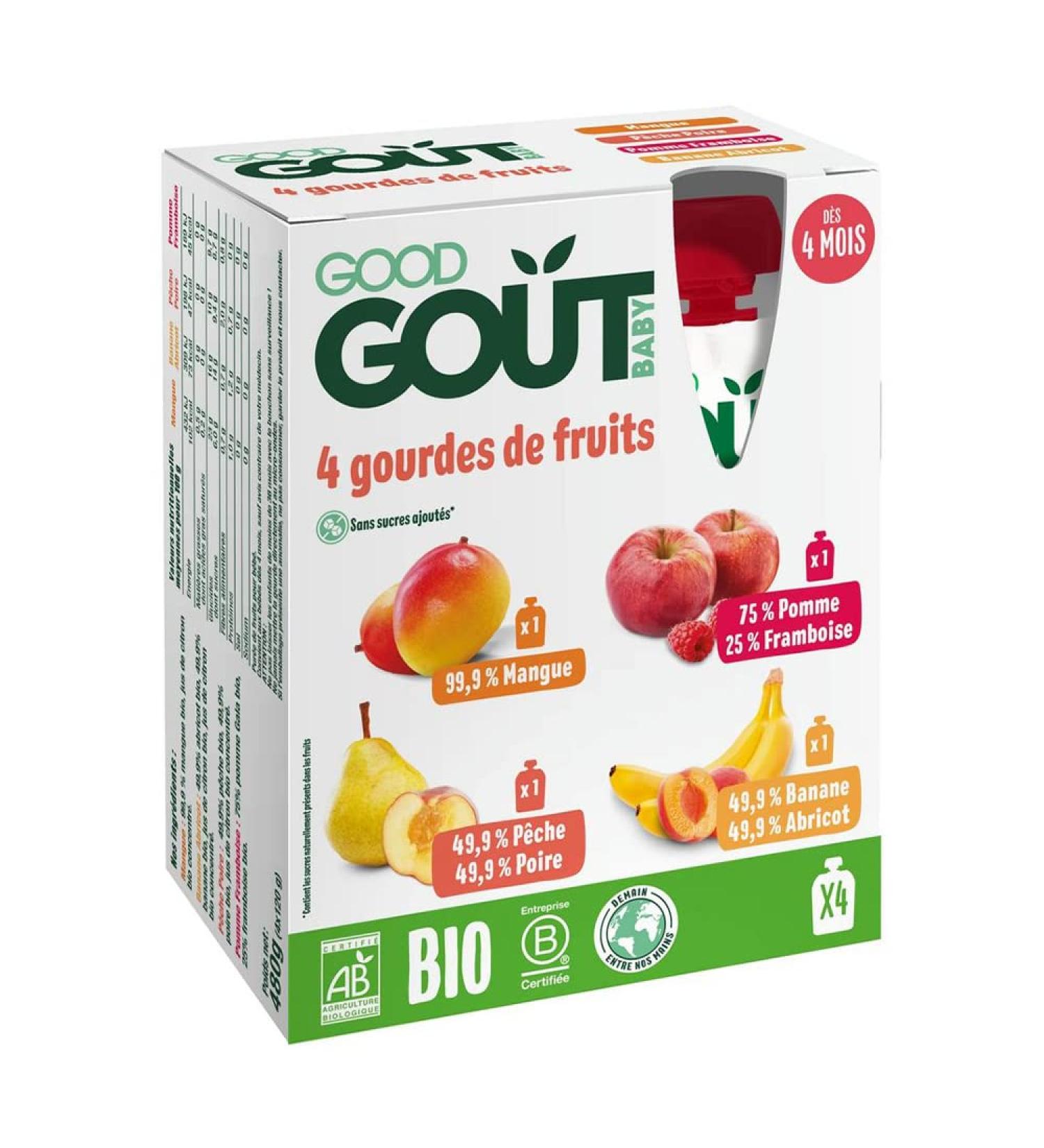 Good Goût 4 Fruit Bottles From 4 Months Organic, 480 g