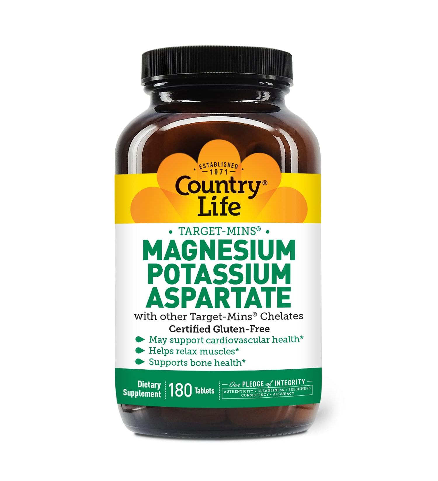 Country Life Target-Mins Magnesium Potassium Aspartate - 180 Tablets for Optimal Health - Buy Online on GoSupps.com