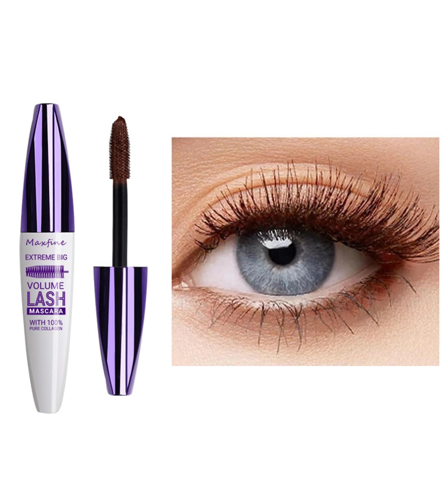  HISUNBEN Brown Mascara Waterproof 10ml Mascara Waterproof Durable Volumizing Curling Extension Makeup for Christmas Halloween Parties Weddings White Box - Buy Online on GoSupps.com