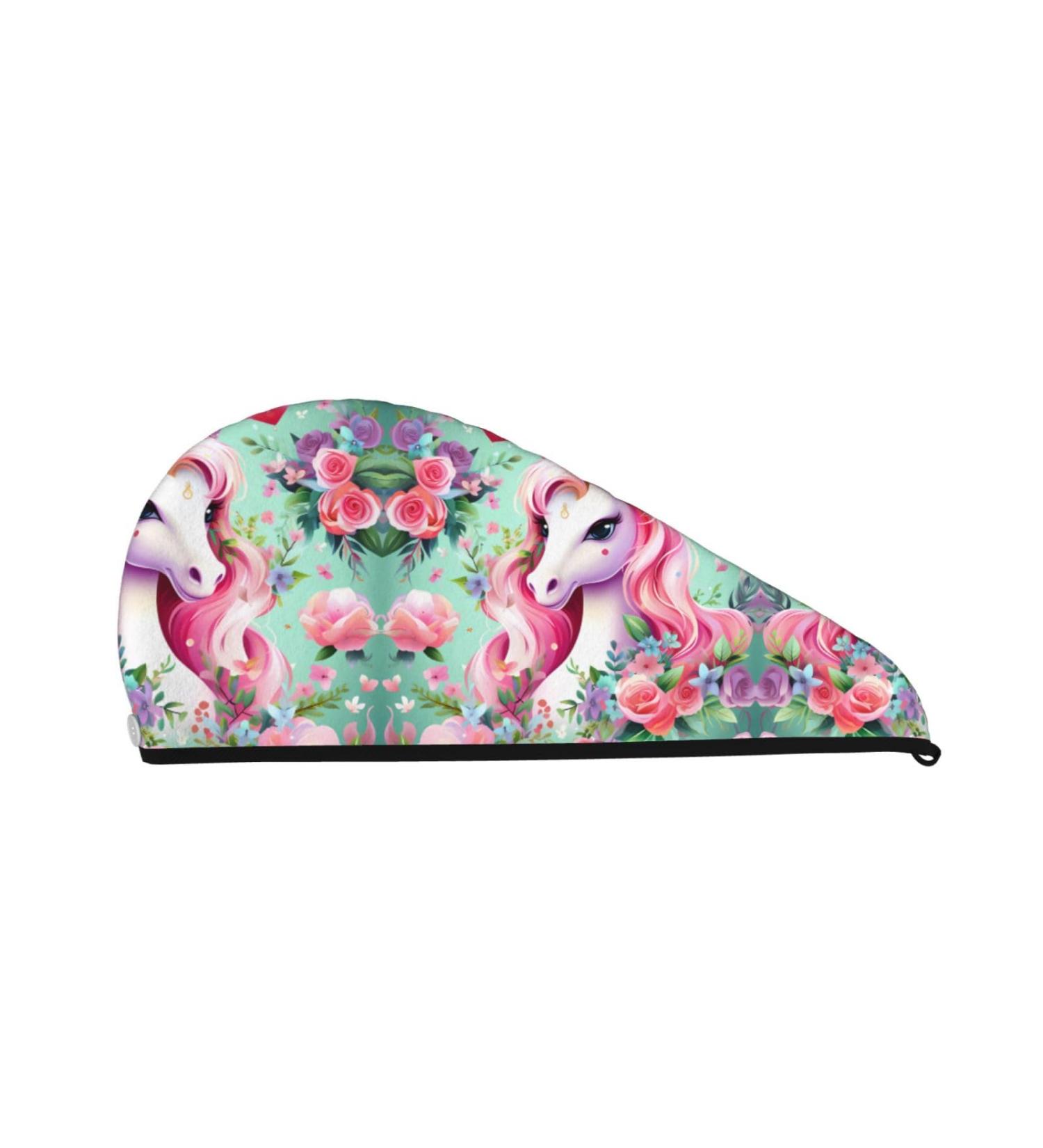 Pink Unicorn Dry Hair Cap for Girls - Super Absorbent Elastic Wrap for Quick Drying Long Thick Hair - Buy Online on GoSupps.com