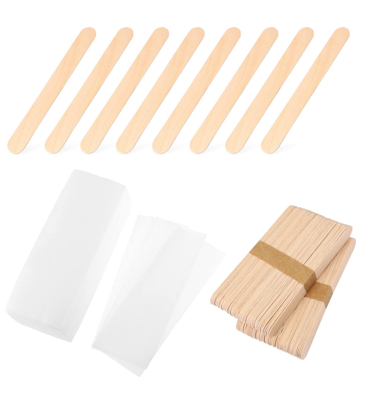 Beaupretty 200 STK Wax Paper & Pencil Hair Removal Wax Strips & Wooden Sticks for Easy Facial Waxing - Buy Online on GoSupps.com