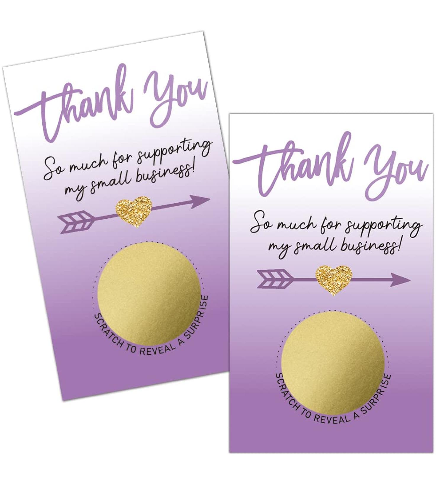 Haizct 50 Pack Purple Thank You Blank Gift Certificate Scratch Off Cards - Ideal for Small Businesses, Spa, Beauty, Makeup, Hair Salon, Bridal Shower, Baby Shower, Country Wedding - Gold-GK090 - Buy Online on GoSupps.com