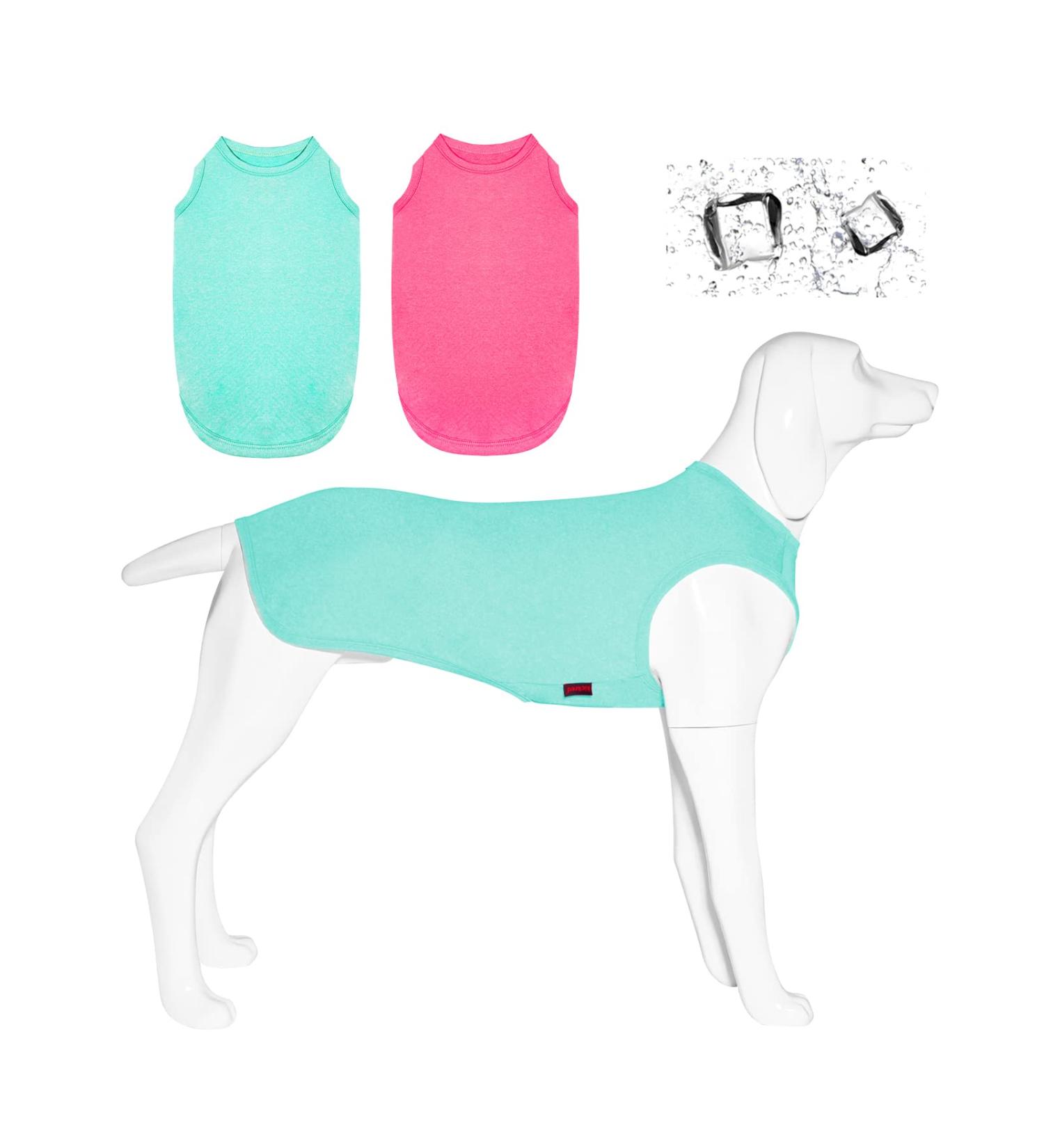 Kickred 2 Pack Summer Dog Shirts - Fast Drying Breathable Tank Tops for Big Dogs | Stretchy Pet Sleeves in Rose & Seeblau - Buy Online on GoSupps.com