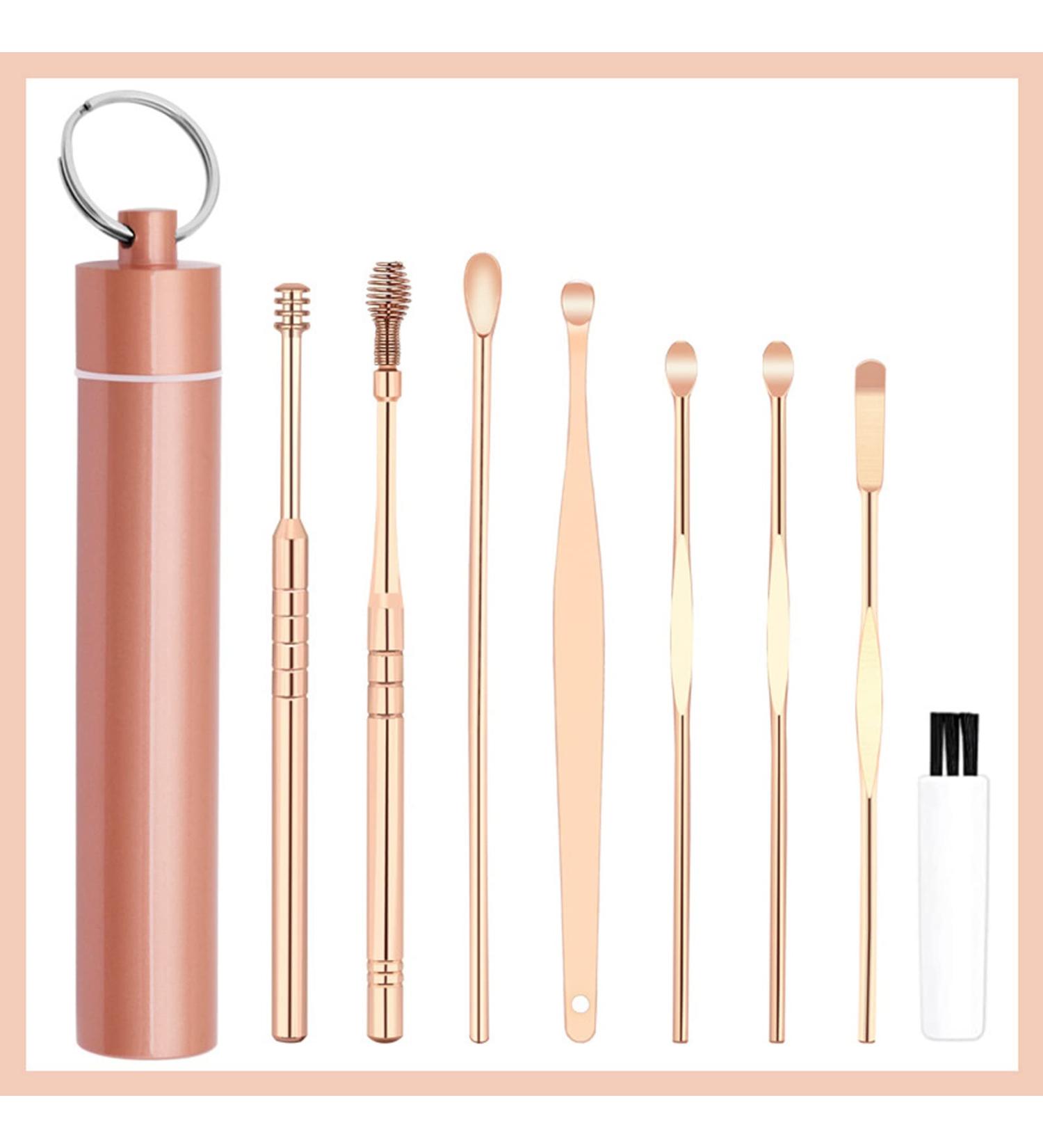 Wufawutian 8 Pcs Spring Earwax Cleaner Tool Set - Ear Wax Removal Kit with 360 Spiral Ear Pick, Massage Function, Flexible Design, and Cleaning Brush - Buy Online on GoSupps.com