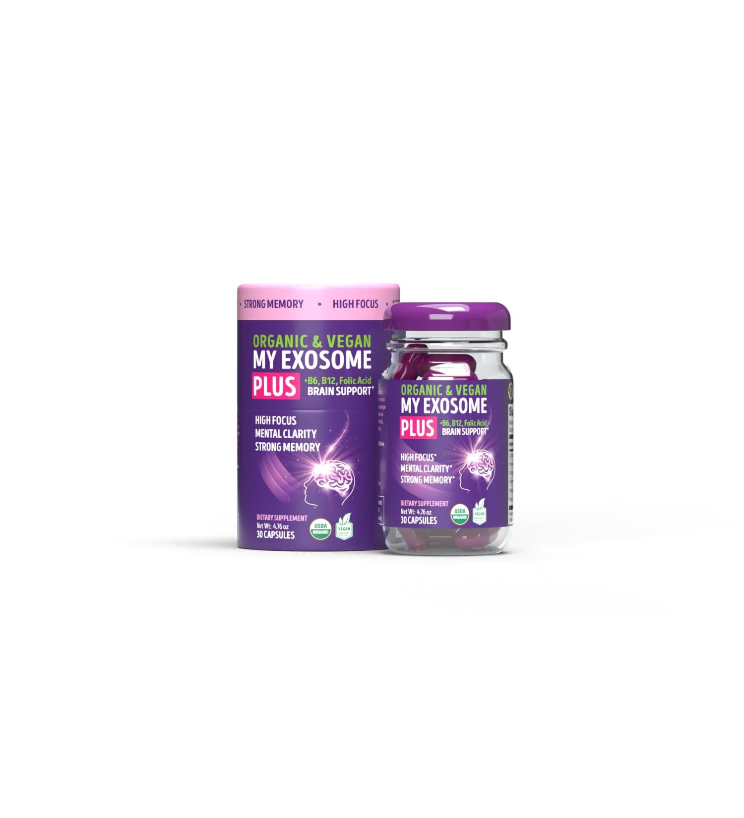 My Exosome Plus Clinically Tested Brain Smart Supplement with Organic Coffee Ginseng Ginkgo biloba Exosomes Vitamins B6 B12 & Folic Acid for Memory Focus Concentration & Cognitive Functions - Buy Online on GoSupps.com