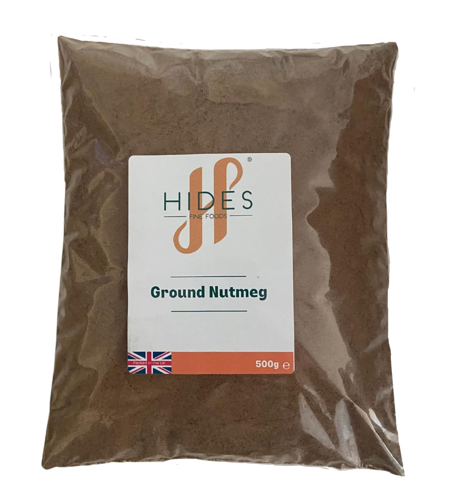 Hides Fine Foods - Ground Nutmeg 500g - GMO Free - Suitable for Vegetarians - Spice Staple - Indonesian Cuisine - Indian Cooking - Desserts - Puddings - Buy Online on GoSupps.com