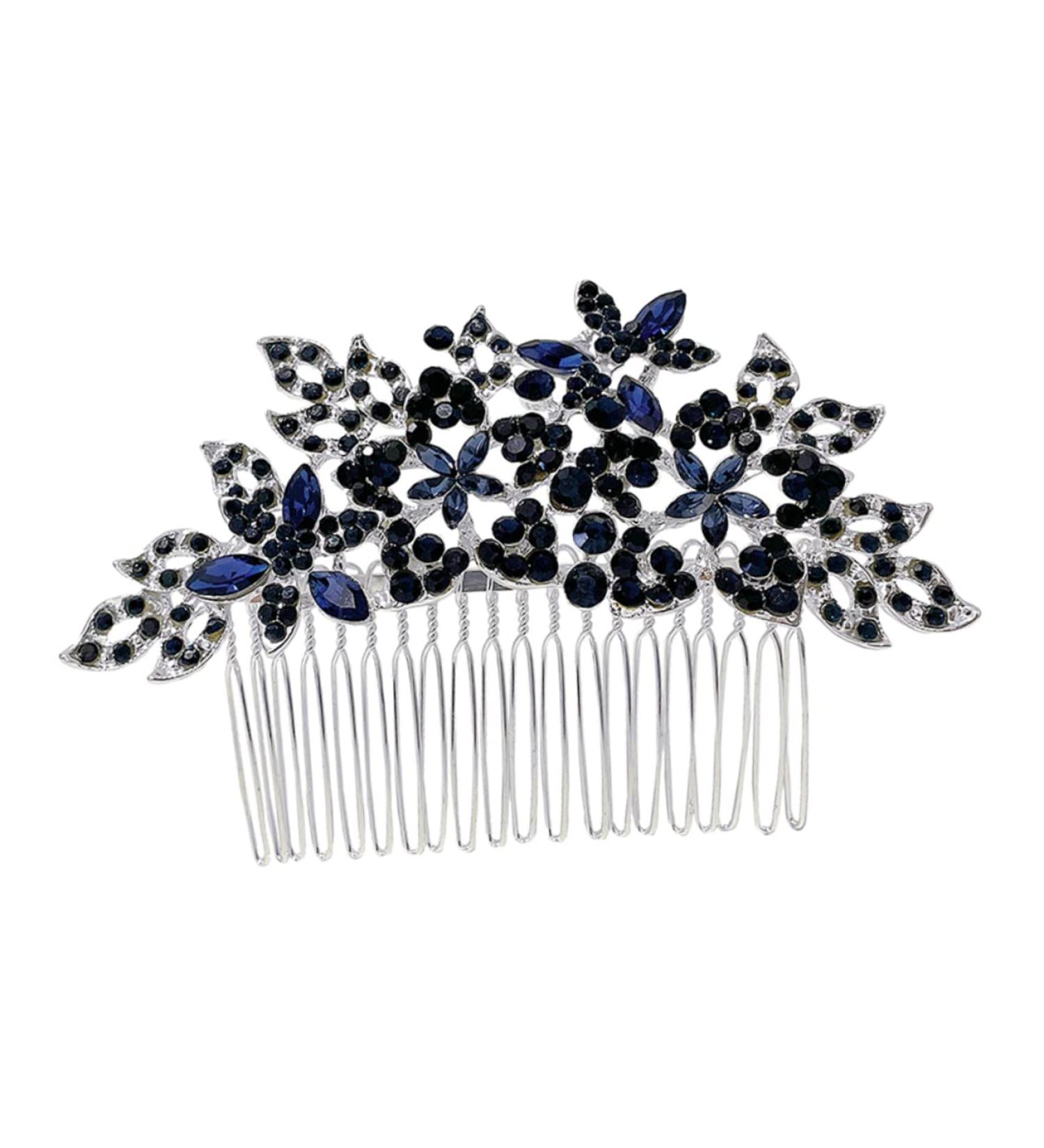 Didiseaon Dark Blue Hair Comb Wedding Rhinestone Hair Clip Girls Barrettes for Hair Floral Hair Comb Bridal Glitter Barrette Hair Combs European and American Zinc Alloy Bride Wig - Buy Online on GoSupps.com
