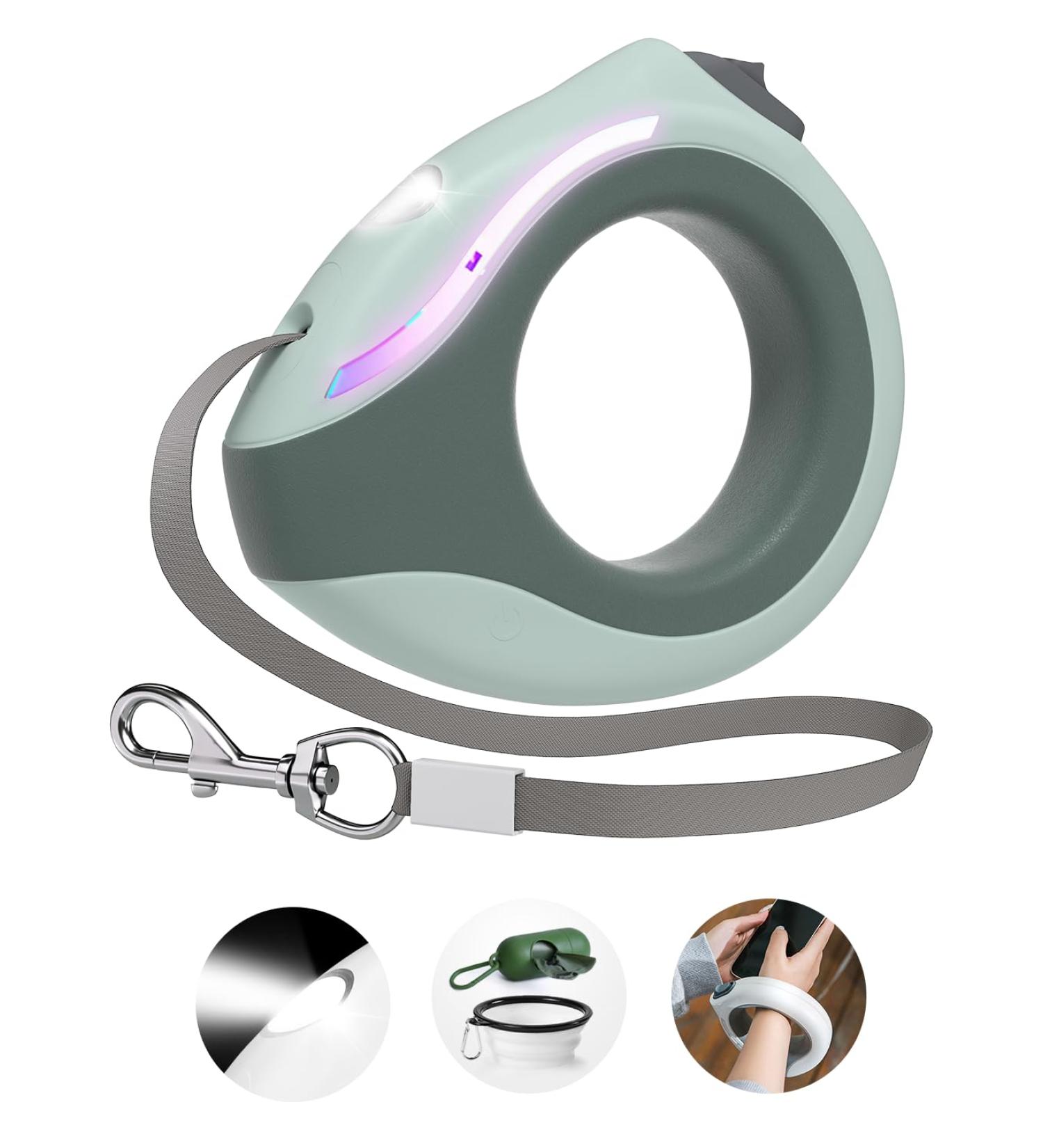 Blanlody Roller Leash for Large Dogs (Up to 80kg) - 3m Leash with Rubberized Handle Water Bowl & Decorative Bags (Green) | Shop Now!  - Buy Online on GoSupps.com