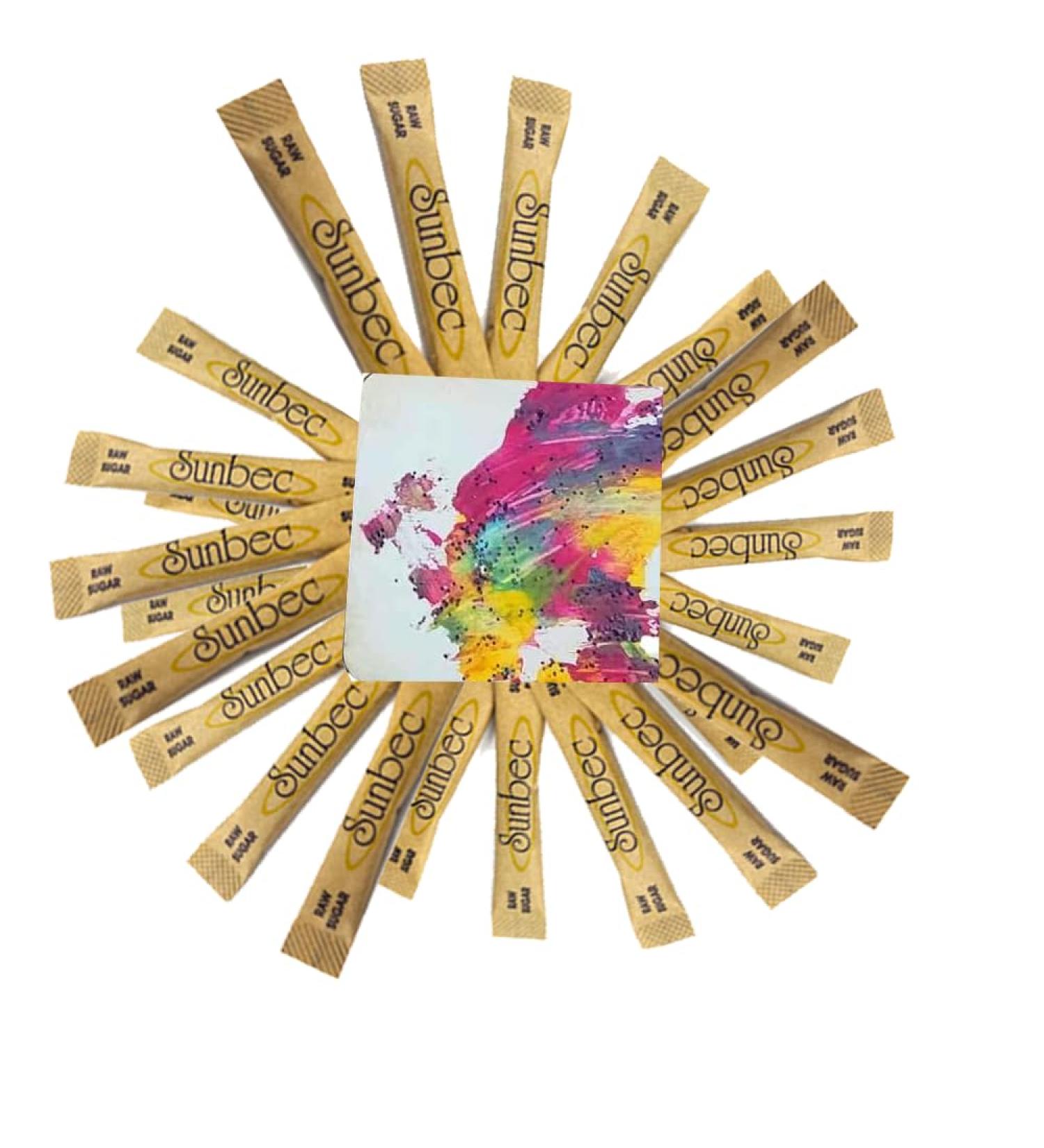 Sunbec Raw Brown Sugar Sticks 200 Sachet/Packets Per Pack All Natural Raw Sugar Sweet Harmony in Sachets: Plantation Raw Sugar 200 ct with Original Art Coaster - Sucre Brut de Plantation - Buy Online on GoSupps.com