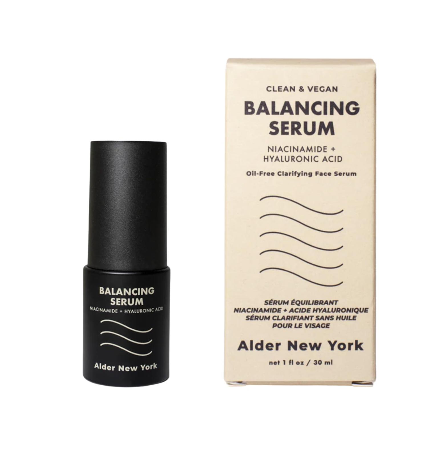 Alder New York Balancing Serum | Anti-Aging Clarifying Facial Serum for Smooth Hydrated & Youthful Skin Oil Free with Hyaluronic Acid Willow Bark Extract Vegan 1oz