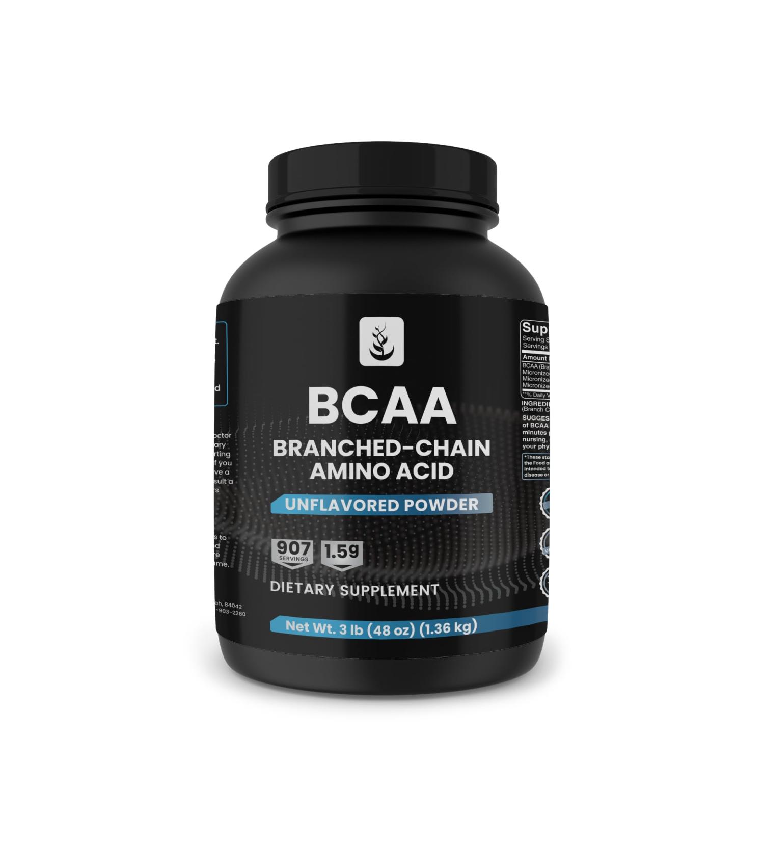 Buy PURE ORIGINAL INGREDIENTS 2:1 BCAA Powder - 3 lbs Unflavored Branched-Chain Amino Acids | 907 Servings | No Additives or Fillers | International Shipping Available - Buy Online on GoSupps.com