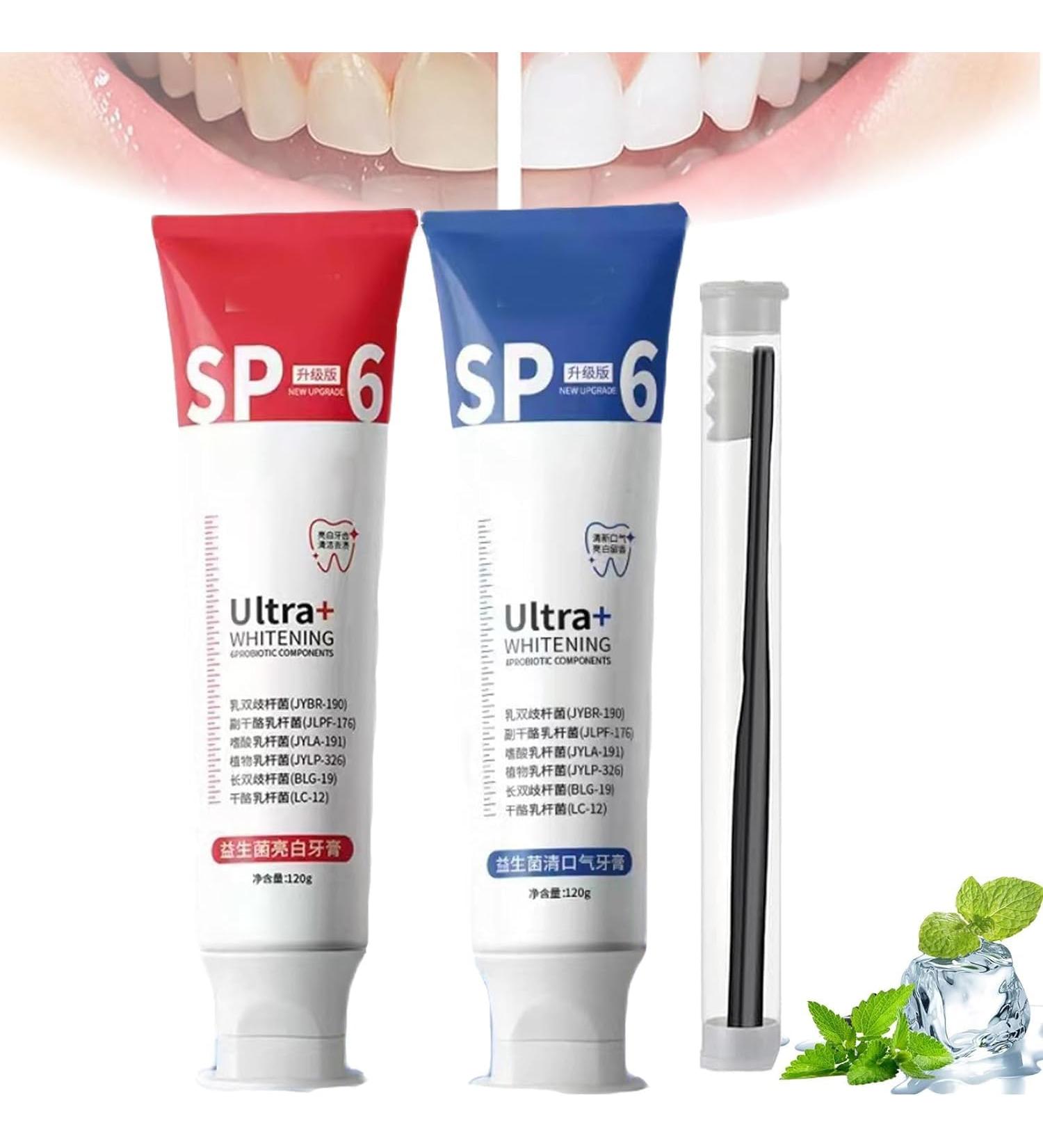 SP-6 Ultra Whitening Toothpaste - Probiotic Brightening & Deep Cleaning Care for Fresh Breath | International Shipping Available - Buy Online on GoSupps.com