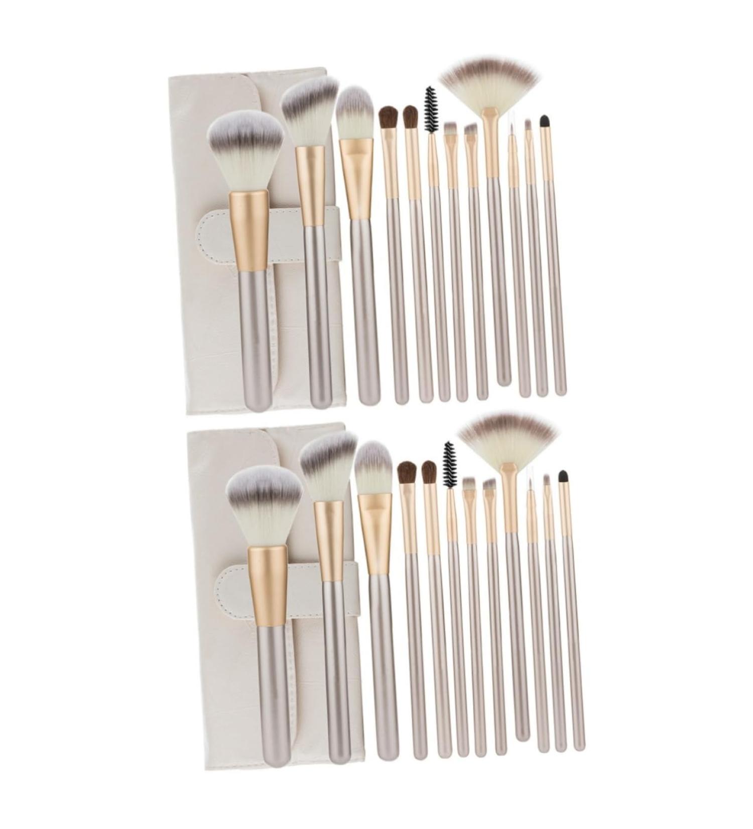 Premium 2 Sets Makeup Brush Kit - Eye Shadows Foundation Eyebrow and Powder Brushes | Nylon & Wooden Handle | Perfect for Professional & Beginner Use - Buy Online on GoSupps.com