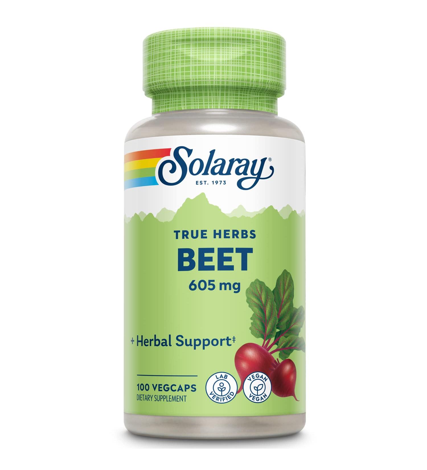 Solaray Beet 605 mg | 100 VegCaps - Boost Energy & Support Heart Health - Buy Online on GoSupps.com