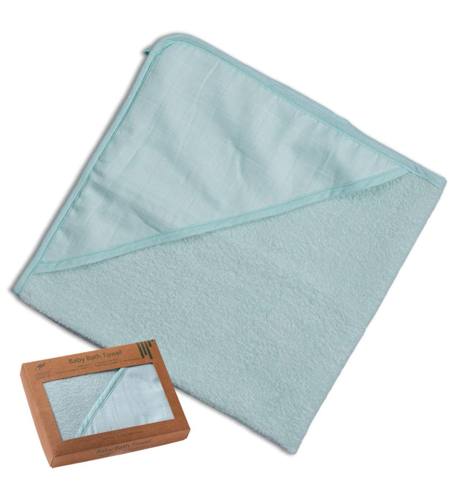 Urban Kanga Hooded Baby Towel - Double-Sided Oeko-Tex 100% Cotton Muslin (Mint) | Soft & Safe International Shipping - Buy Online on GoSupps.com