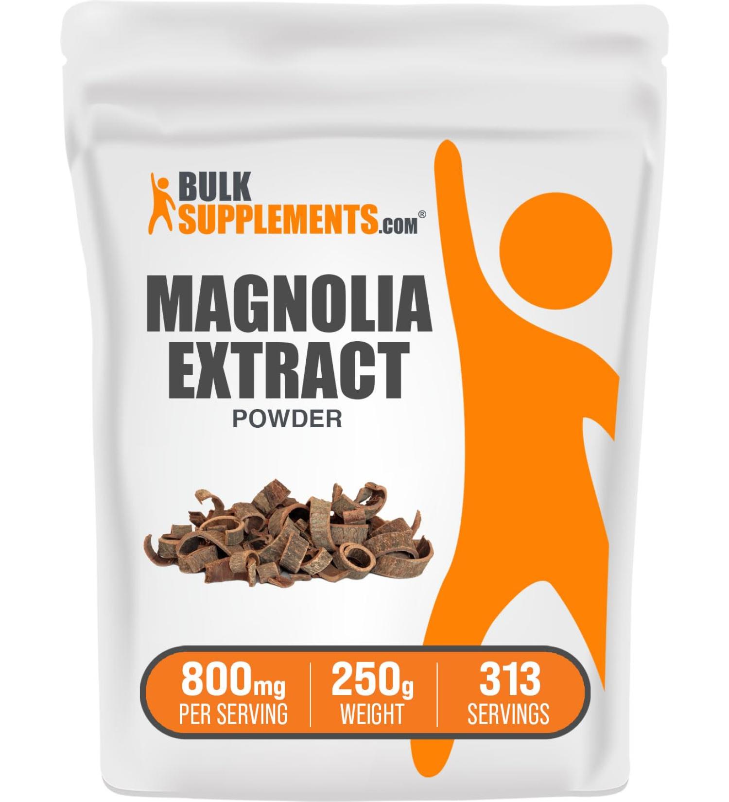 BulkSupplements Magnolia Bark Extract Powder 800mg - 250g (8.8 oz) - Gluten Free Herbal Supplement - Buy Online on GoSupps.com