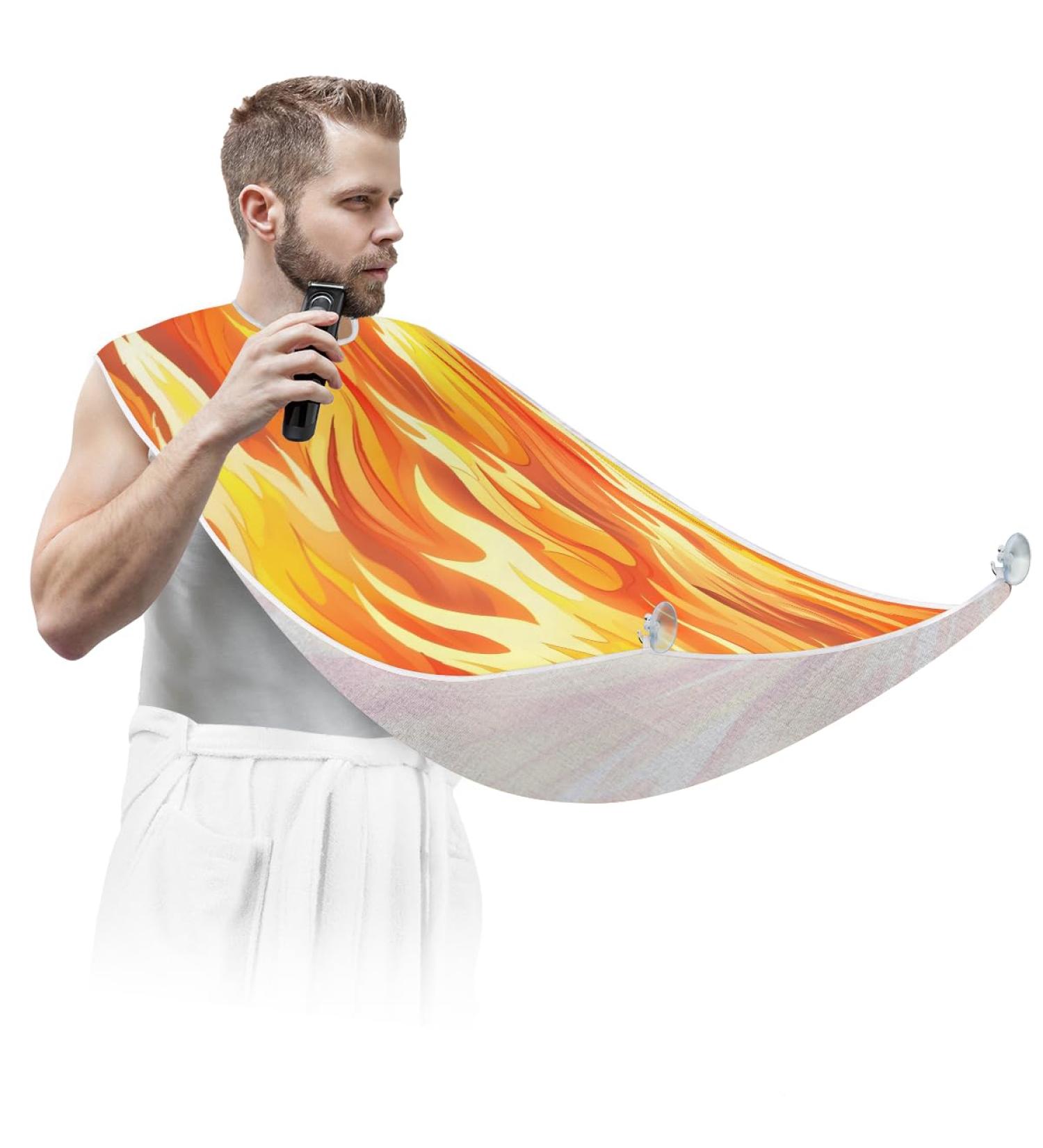 Abstract Flame Beard Bib Apron - Best Beard Hair Catcher for Men | Perfect Gift for Dad Husband | Father's Day Anniversary Christmas - Buy Online on GoSupps.com