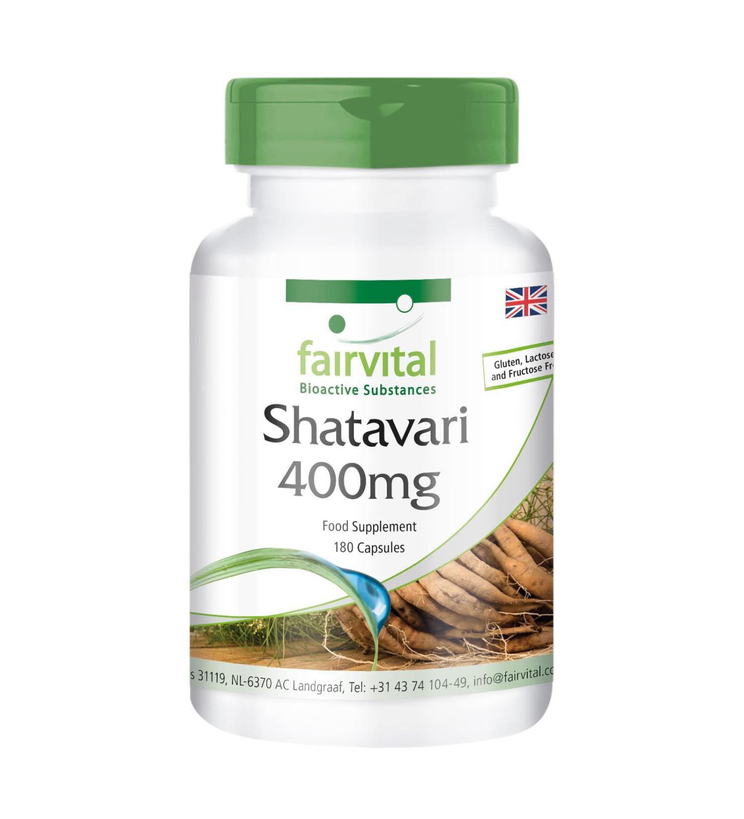 Fairvital Shatavari 400mg Capsules - Vegan - High Dosage - 180 Count - Asparagus Racemosus - Buy Online on GoSupps.com