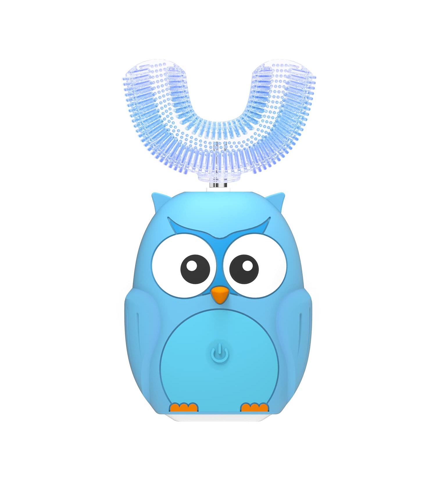 FLINEVE Kids U-Shaped Electric Toothbrush - 3 Cleaning Modes, Whitening Massage, Cartoon Design, Blue, Ages 7-15 - Buy Online on GoSupps.com