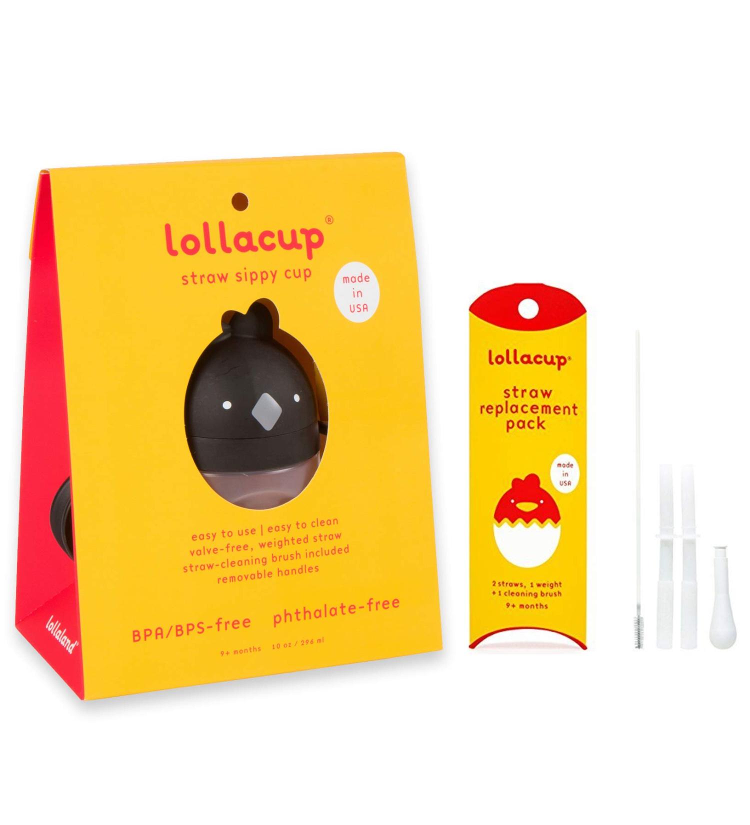 Lollaland Weighted Straw Sippy Cup MADE IN USA for Baby - Transition Kids Infant & Toddler Sippy Cup | Shark Tank Product - Lollacup in Chic Black - Buy Online on GoSupps.com